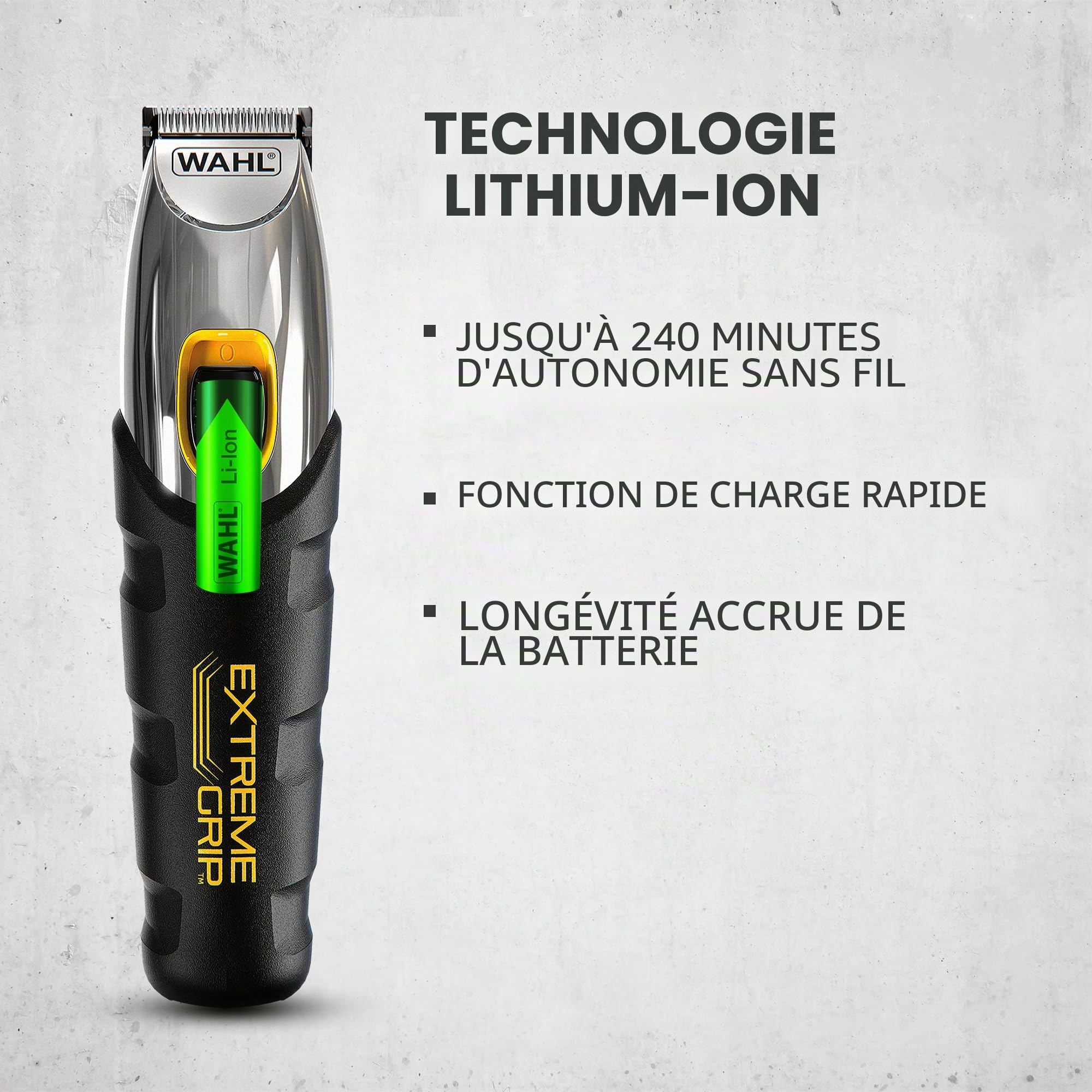 Wahl Extreme Grip Tondeuse à barbe, tondeuse à barbe pour homme, tondeuse sans fil, kit de soins pour hommes, soins de la barbe pour hommes, lames de coupe de précision