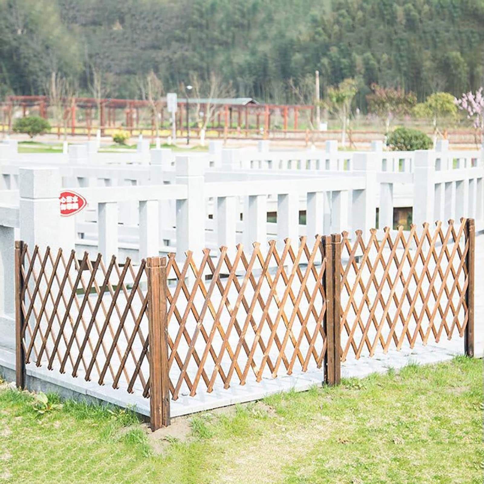 Grid Decoration Teleskop-Leitplanke – Garten-Holzzaun, Multifunktionaler Zaun Zum Aufhängen Von Dekorationen, 0,9 cm Dicker Holzstreifen, Pflanzen-Kletterrebe, Braun (Size : H120*L180)
