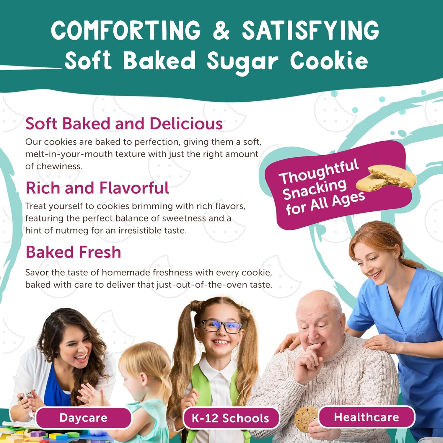 Darlington Snacks Soft Baked Sugar Cookies Individually Wrapped, 100% Nut Free Soft Sugar Cookies, Kosher Approved, Made in USA, 0.75 Oz, 216 Count