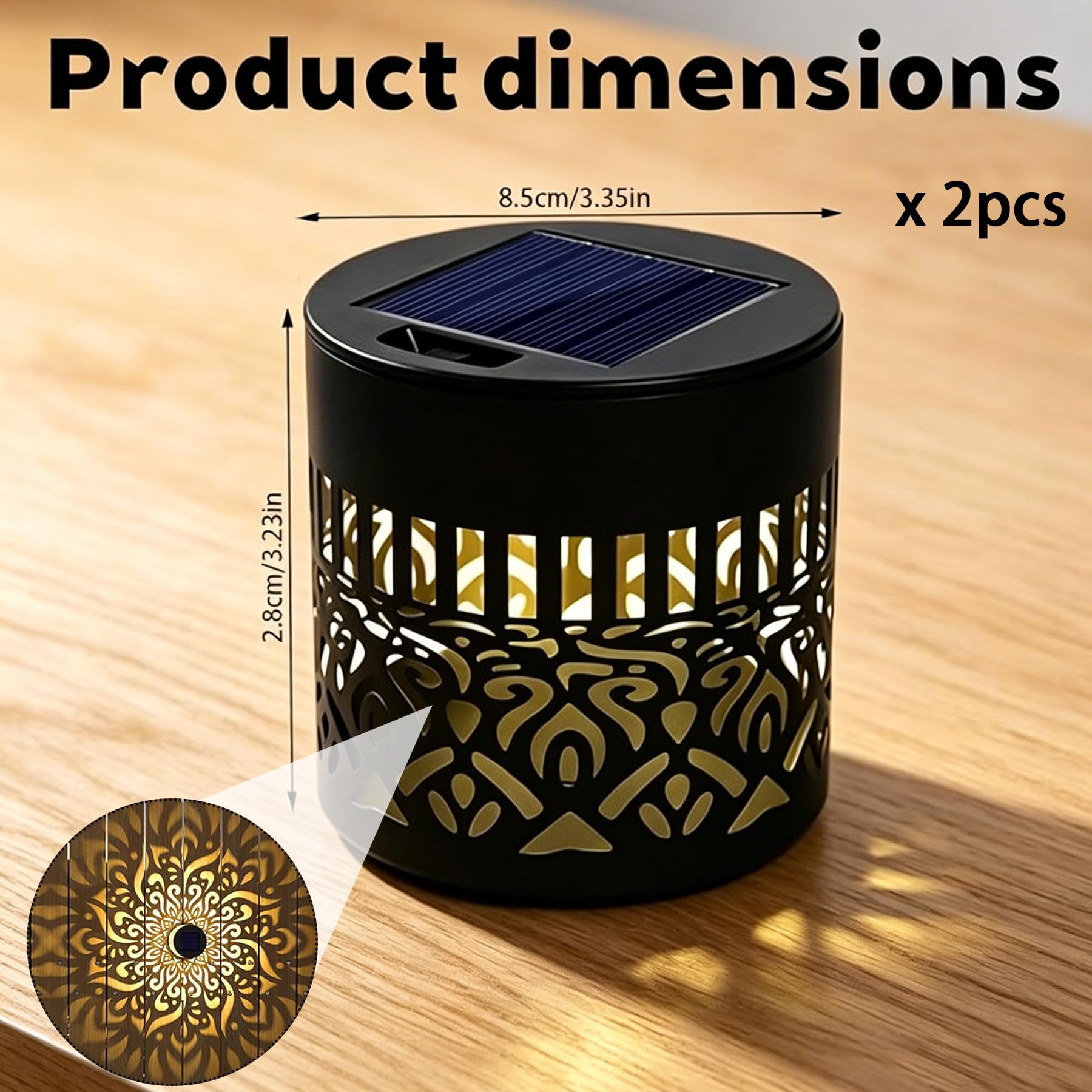 2 Stück Decorative Solar Mandala Lights,Mandala Solar Lights | Wasserdicht Metall LED Gartenleuchte für Dekoration Garten, Gartendeko, Terrasse, Patio, Camping, Hinterhöfe