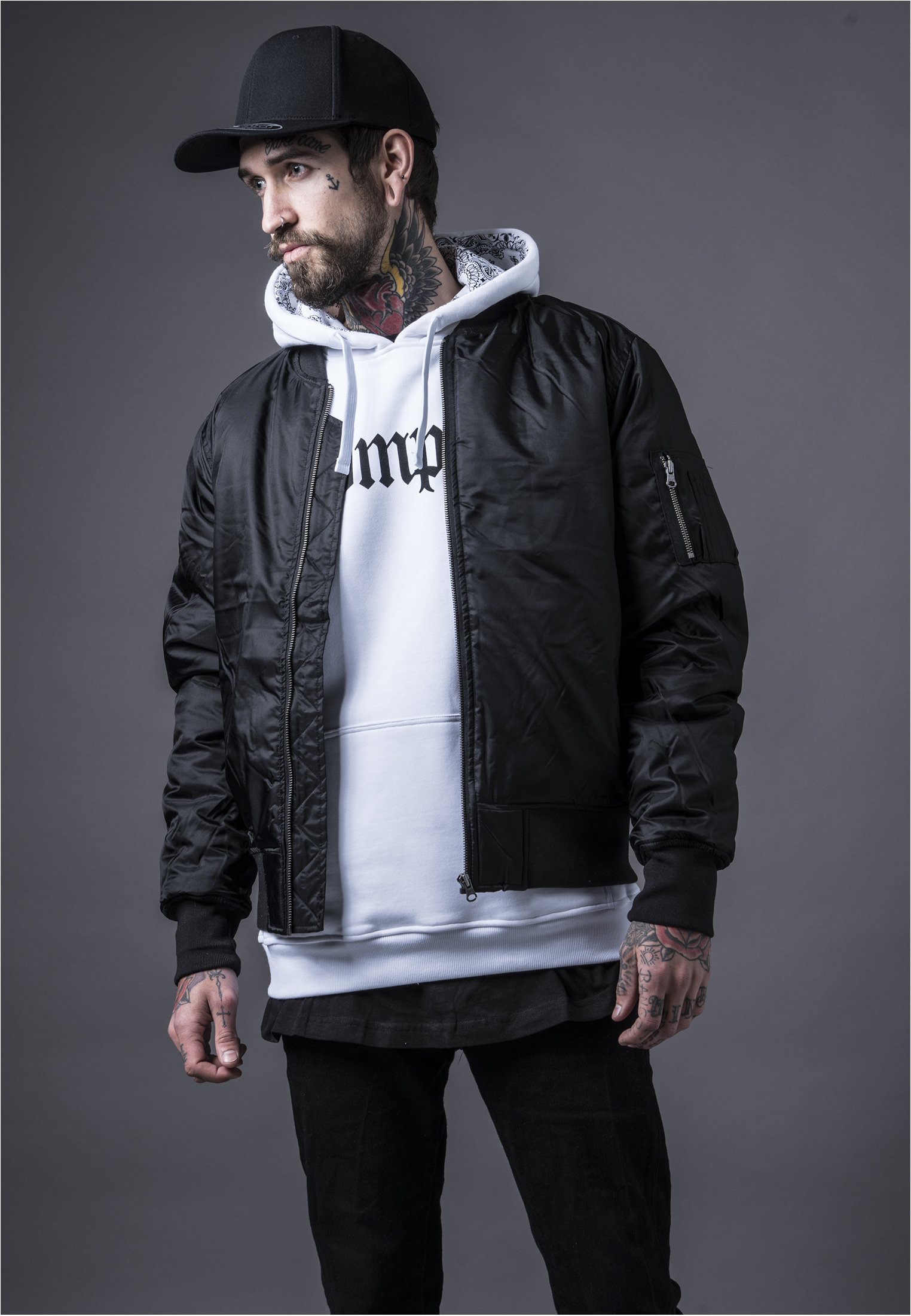 Urban Classics Mens Basic Bomber Jacket - Black (Black 7), L