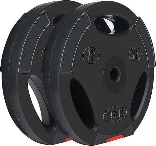 Miniatura 5 de Signature Fitness Vinyl Standard 1-Inch Plate Weight Plate for Strength Training and Weightlifting, Pairs or Sets