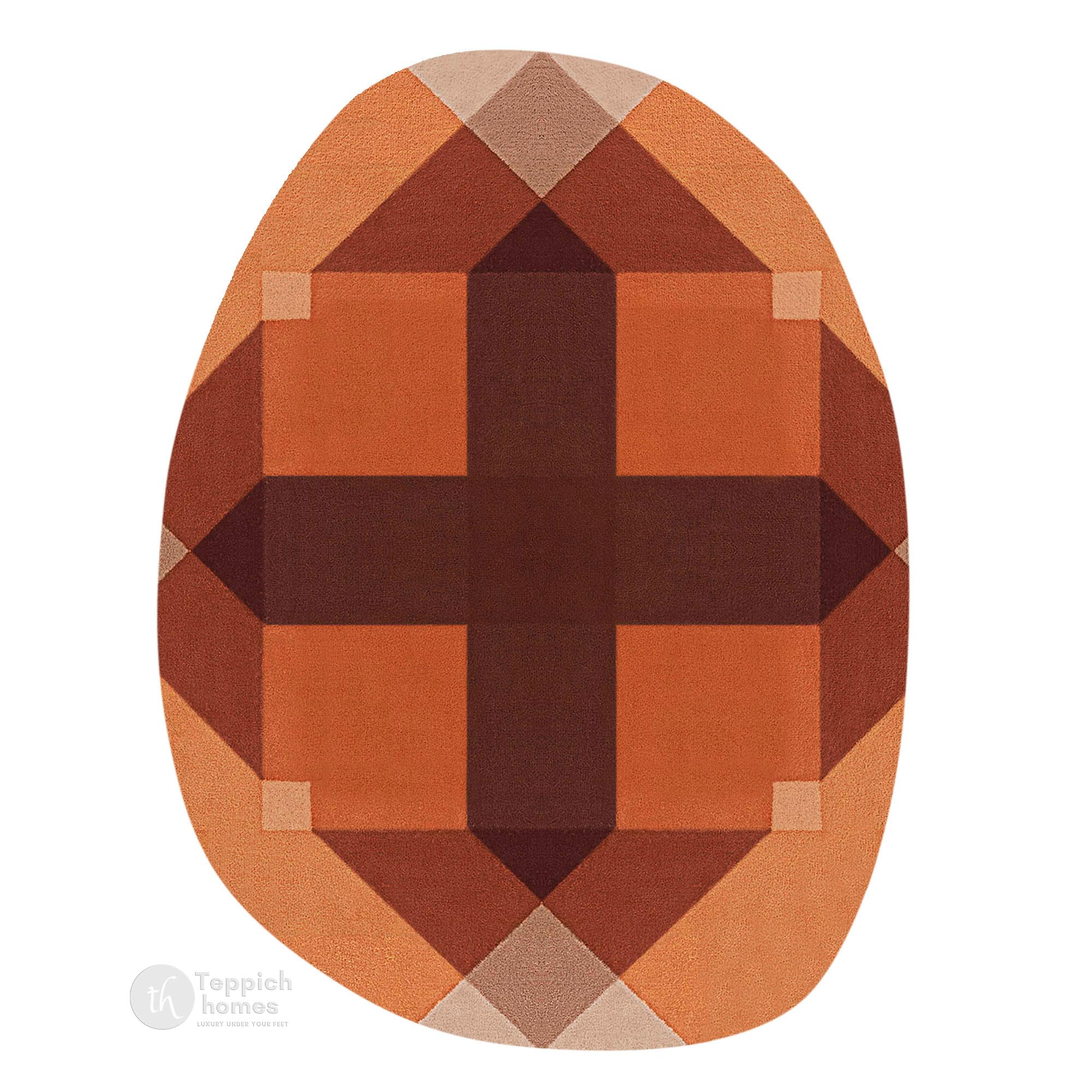 Teppich homes 8'x11' Hand Tufted Wool Area Rug, Modern Geometric Oval Carpet for Living Room, Bedroom, Dining Room & Hallway, Soft Handmade Floor Rug,