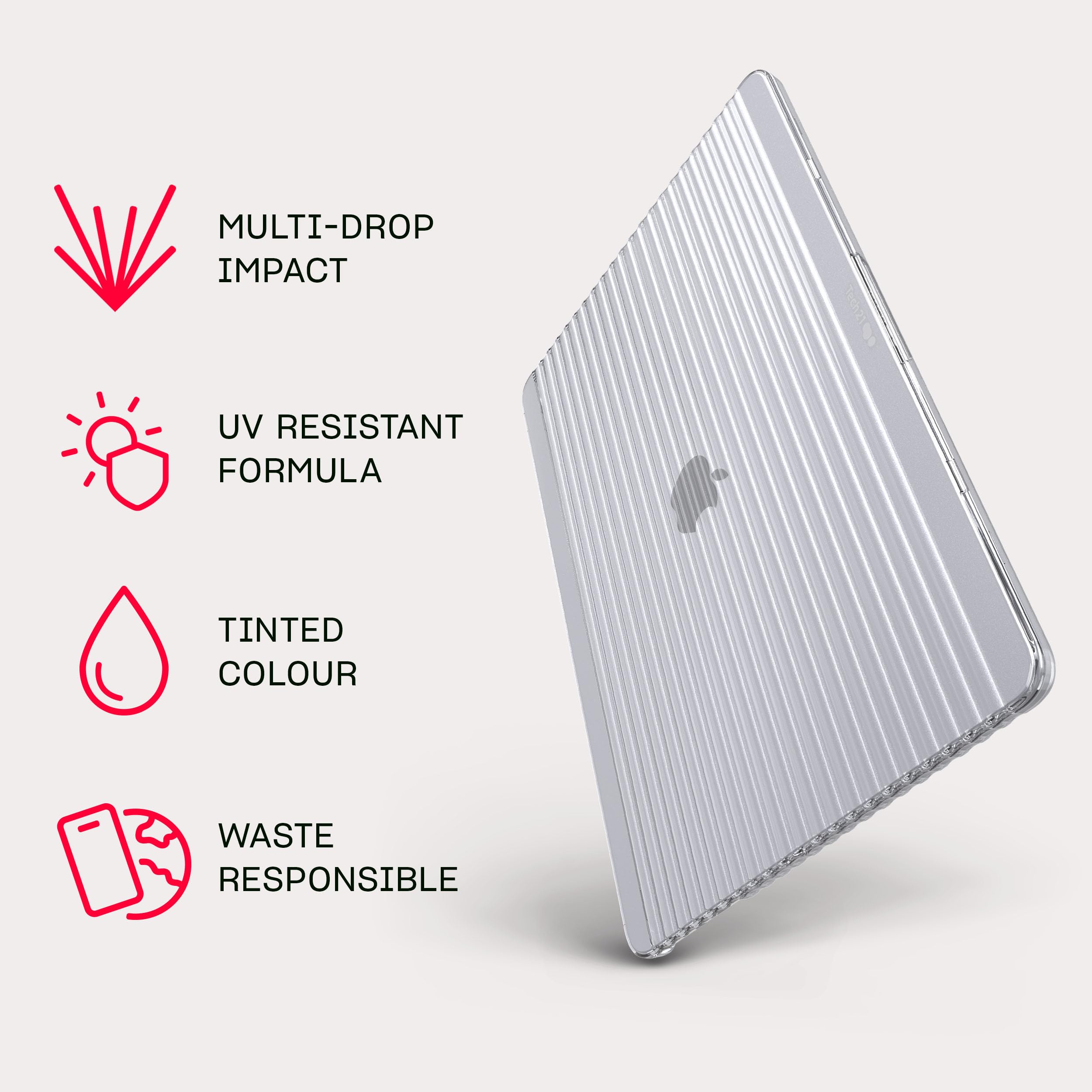Tech21 EvoWave - Funda para MacBook Air de 13 Pulgadas (2022-2024), Transparente