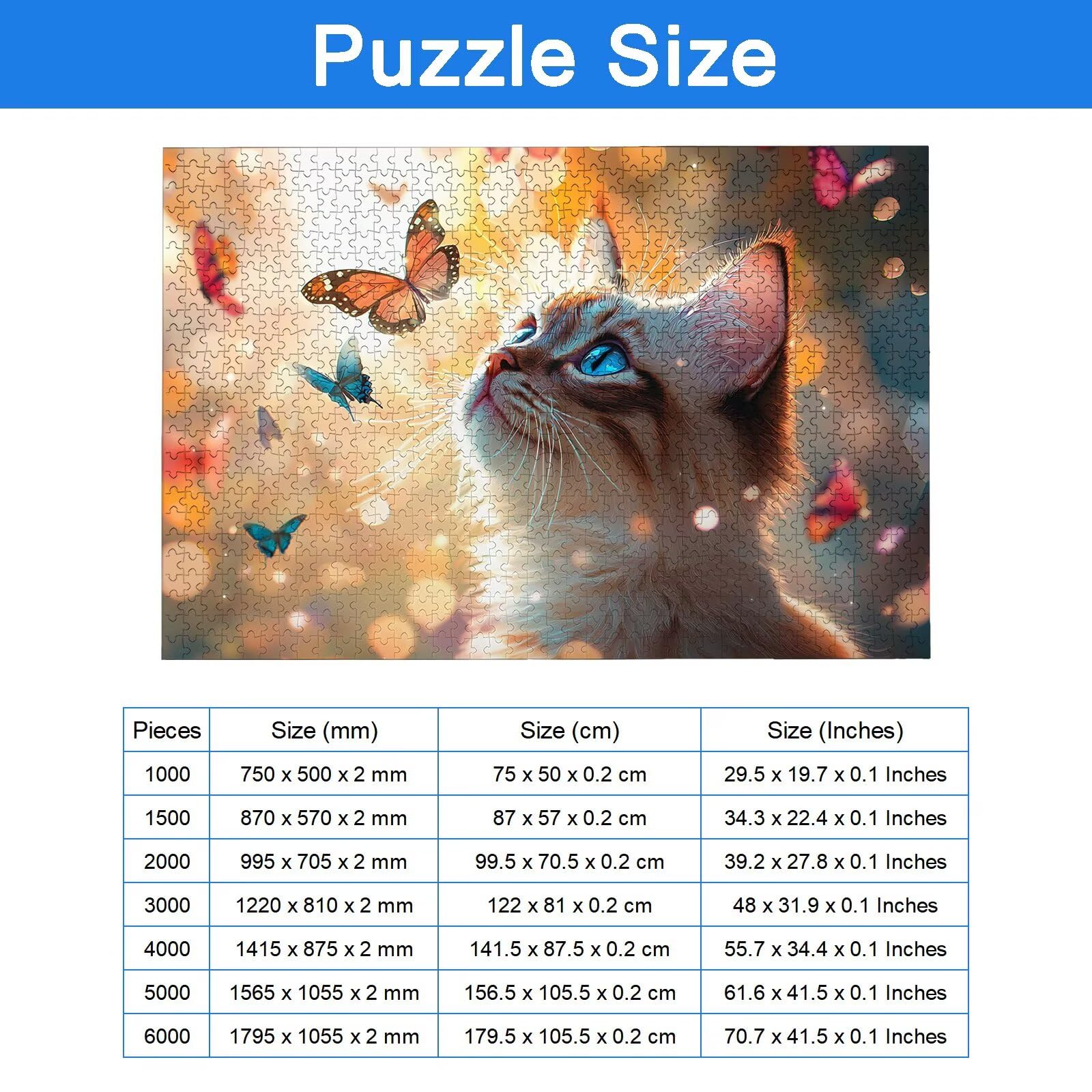 Puzzle 4000 Pezzi Farfalla, Puzzle Gatto 4000 Pezzi Arte per Adulti e Bambini, Misura: 141.5x87.5 cm, Puzzles Legno per Adulti con Squisita Scatola di Imballaggio, Regalo Donna, Regalo Uomo, -8889