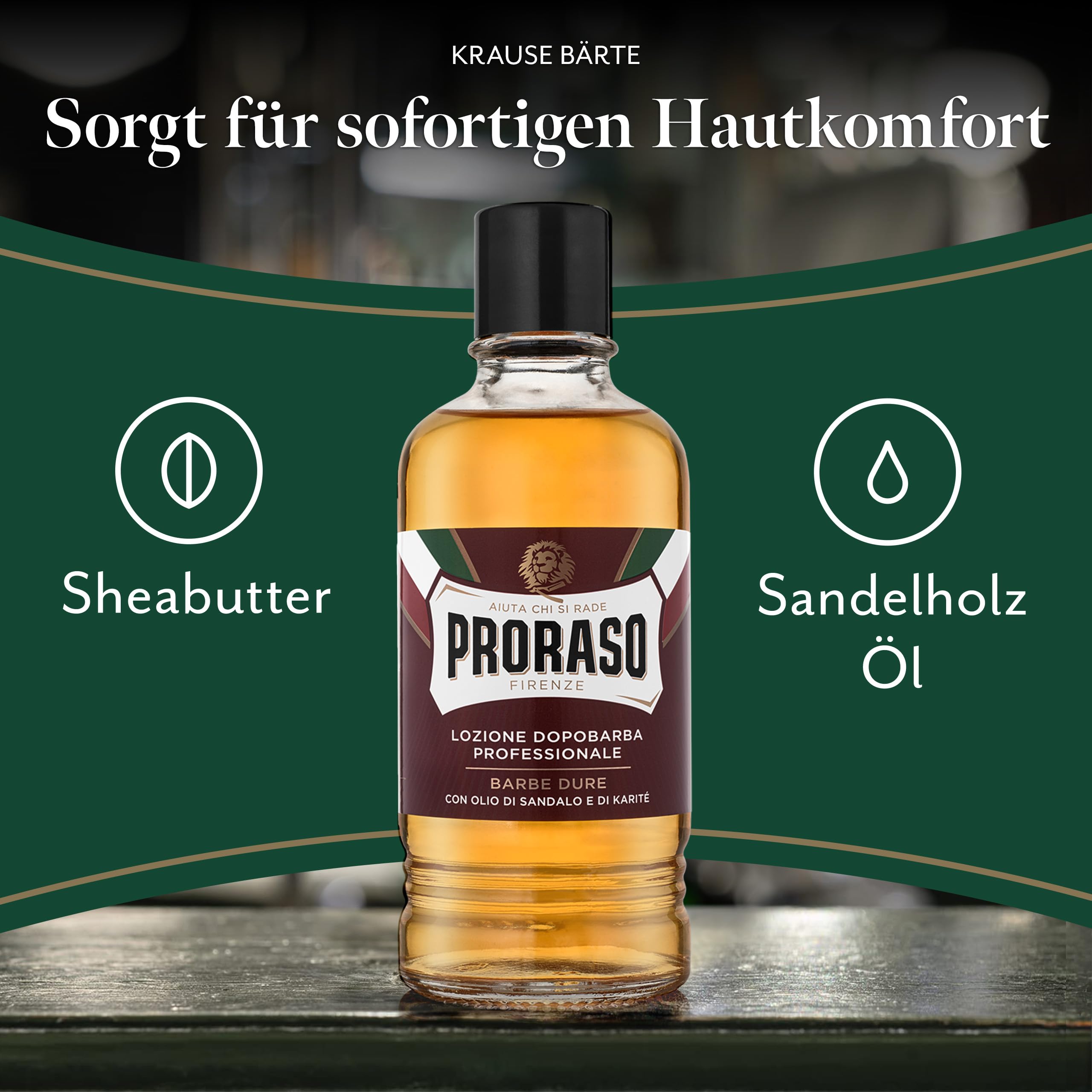Proraso Professional After Shave Lotion Nourishing, 400 ml, Aftershave für Männer mit Sandelholz & Shea Öl, hilft, den Hautkomfort wiederherzustellen, Made in Italy