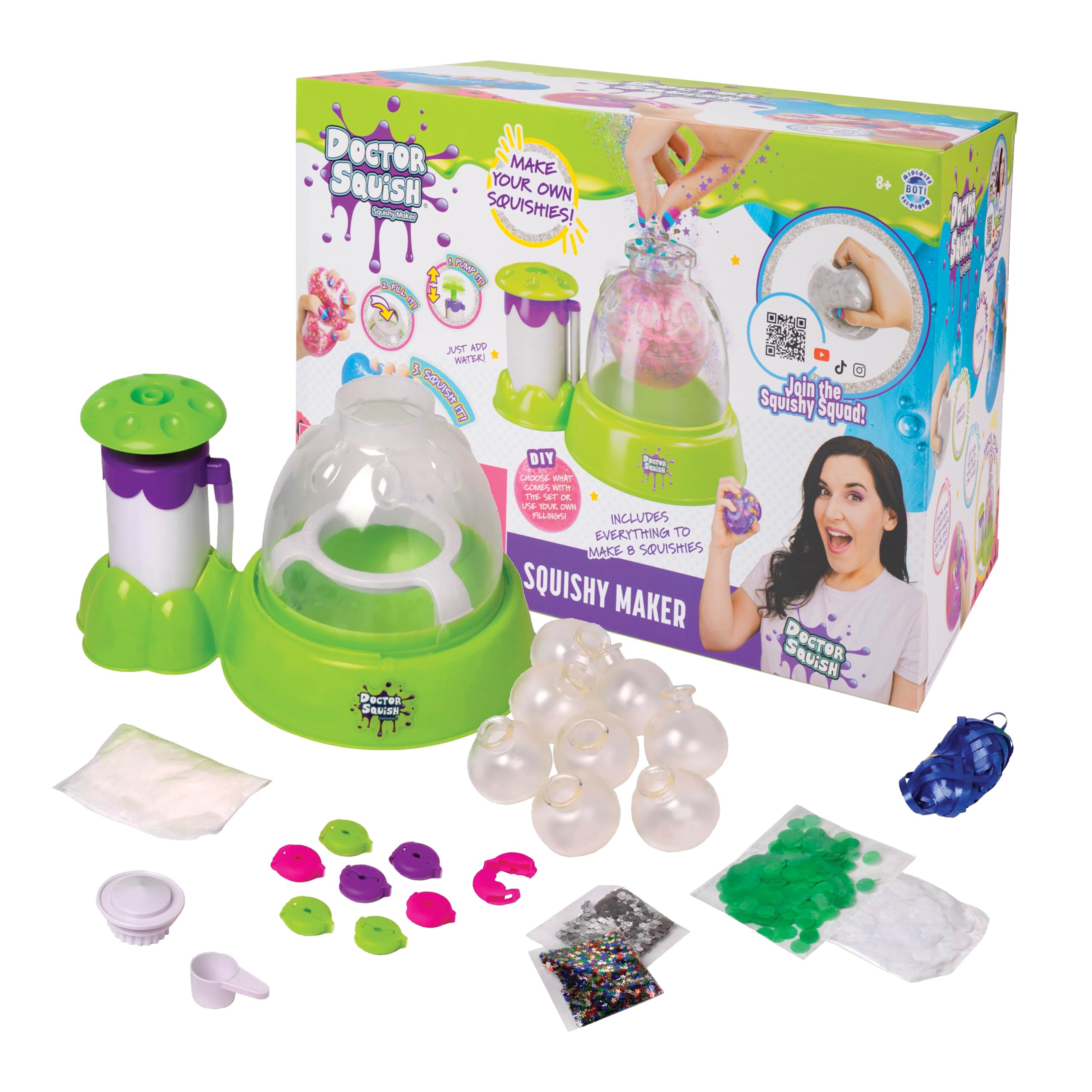 Doctor Squish Squishy Maker Kit – DIY Squishy Making Station | Make Your Own Squishies with Slime Powder, Sparkles & TPR Balloons | Fun Stress Ball & Squishy Kit for Kids Ages 8 & Up