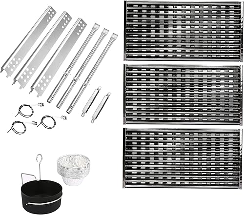 Uniflasy Placa de calor de quemador Rejillas de rejilla de cocción Taza de grasa se adapta a CharBroil Performance Tru Infrared 3 Burner 463370719