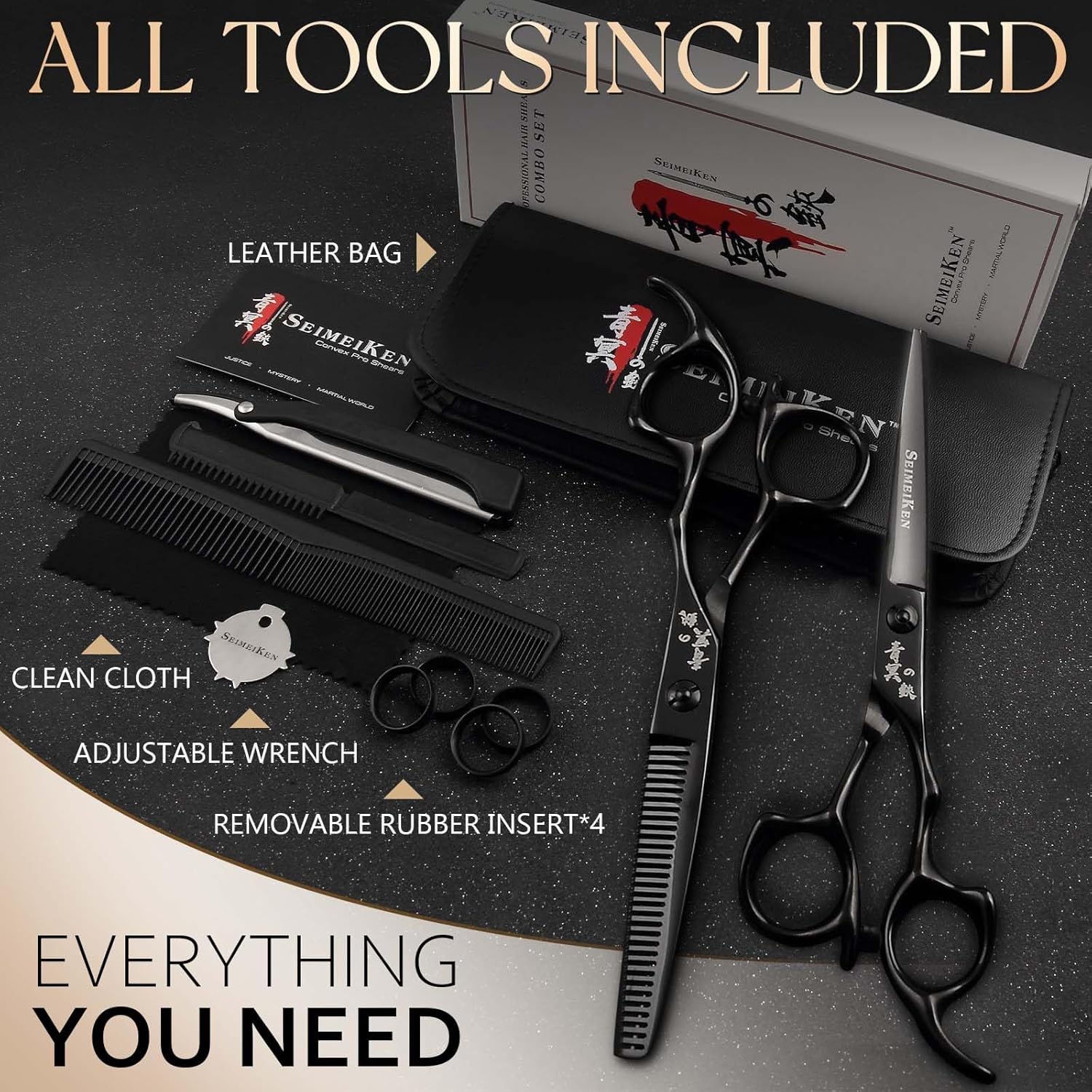 Hair Cutting Scissors Thinning Shears - 6.0 Inch Professional Hair Cutting Shears - Japanese 440C Stainless Steel Haircut Scissors - Convex Blade for Ultra-Sharp Smooth Cuts for Salon & Home Use