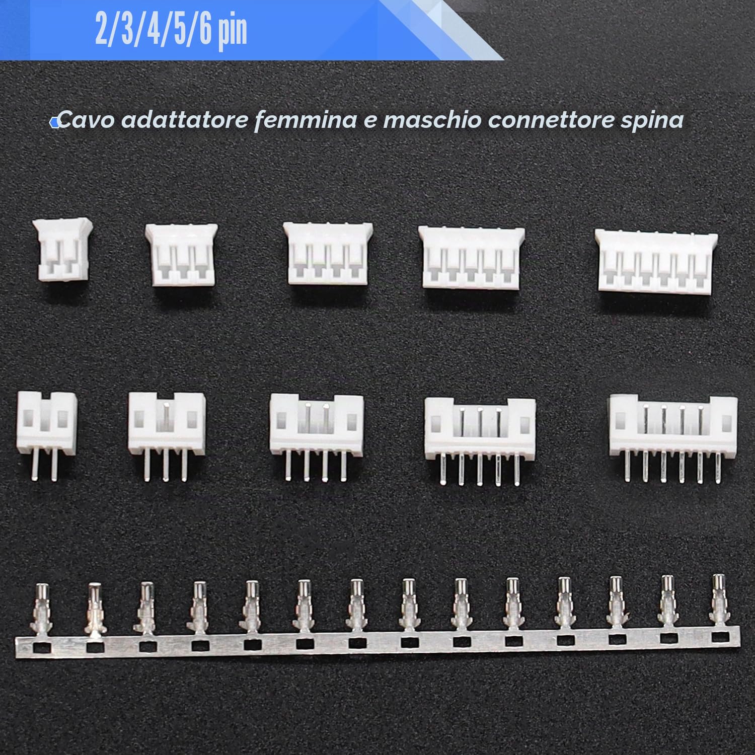 Taiss 580 pezzi Kit del connettore JST PH 2,0mm 2/3/4/5/6 pin Connettore Adattatore Terminale Maschio Femmina connettore spina del connettore del cavo,connettore femmina da 2.0mm F-066-580PCS