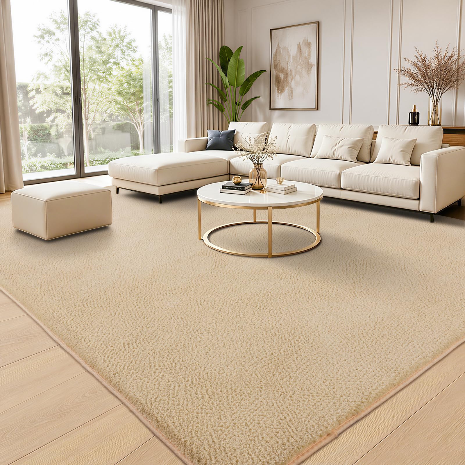 iEvery Waschbarer Kuscheliger Kurzflor Teppich Moderner Wohnzimmerteppich, Weich & Pflegeleicht Carpet rutschfest für Wohnzimmer, Schlafzimmer, Bettvorleger & Kinderzimmer Deko