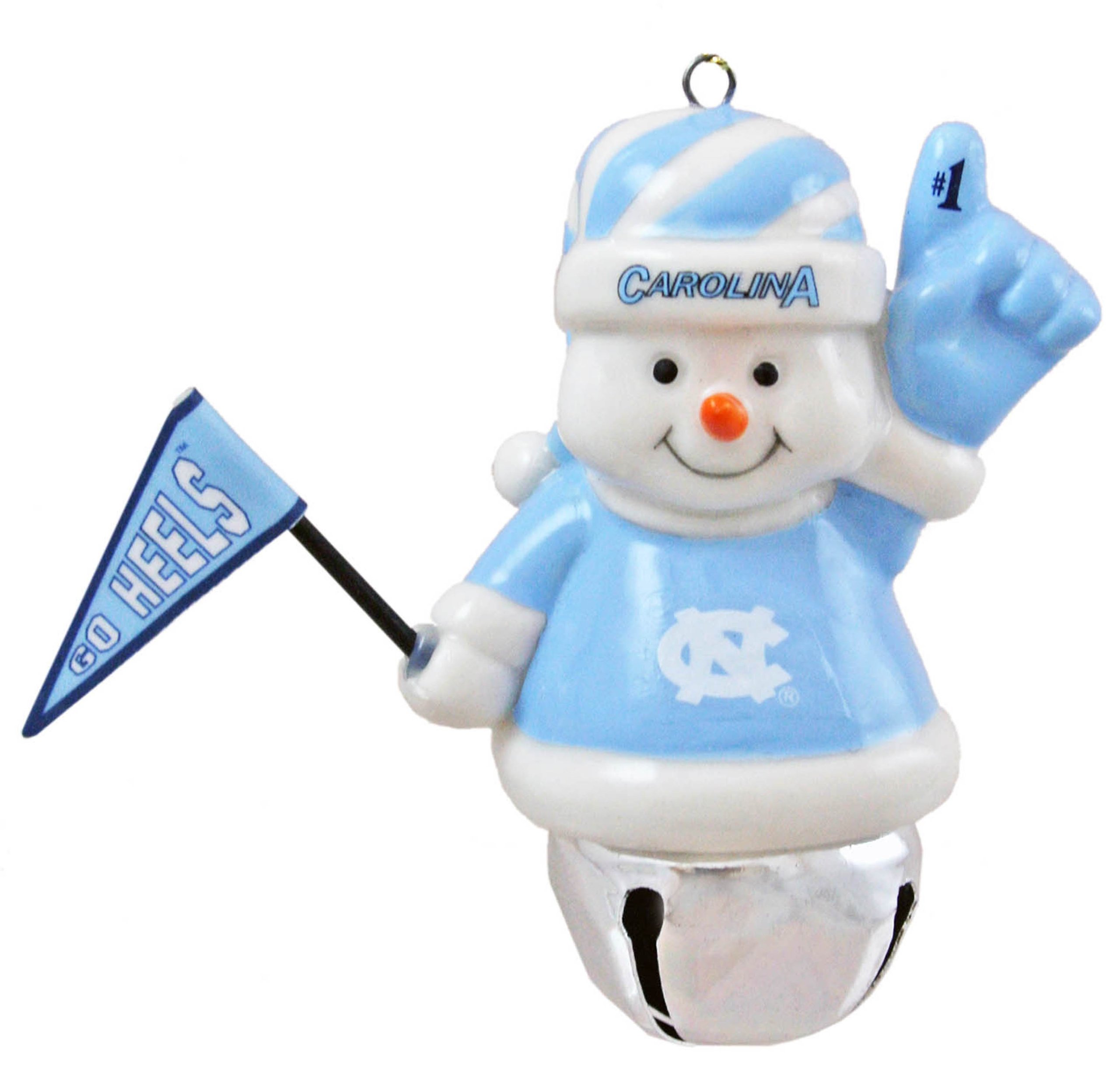 NCAA North Carolina Tar Heels Snowman Bell Ornament