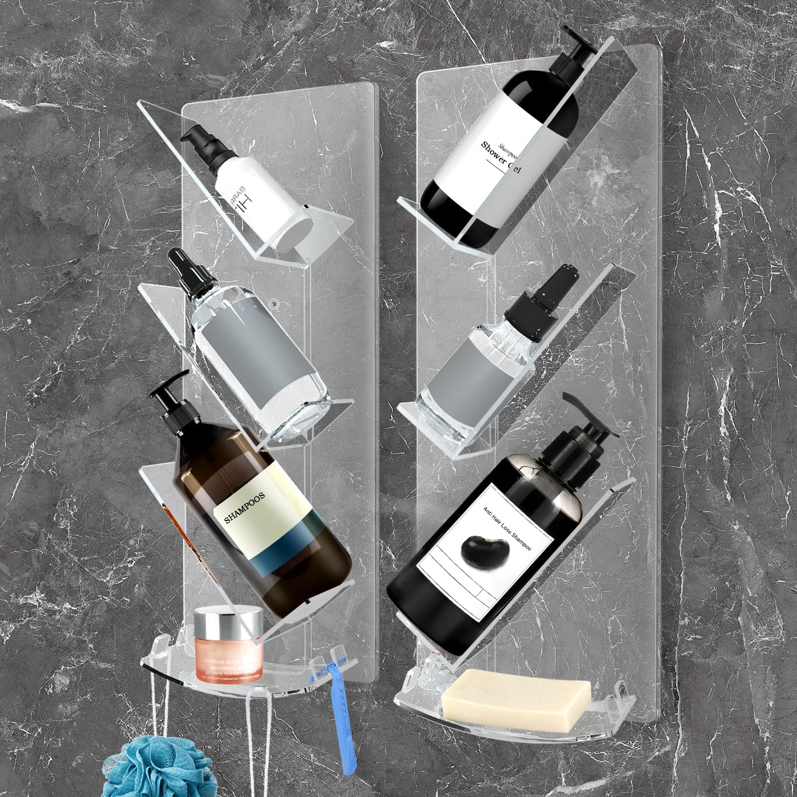 Amazon.com: Fippkargo Shower Caddy 2 Pack, Acrylic Shower Shelves for ...
