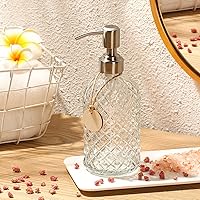 Vista 6 de Dispensador de jabón transparente de 16 onzas con bomba de acero inoxidable 304 a prueba de óxido para baño y cocina, vidrio recargable