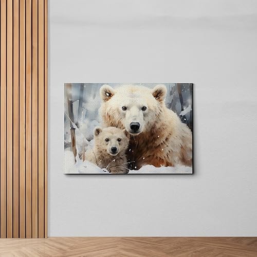 Miniatura 6 de Fox Mother Cub Prints, In The Style Of Stencil,Based, Ivory, Kids Wall Art, Kids Wall Art Display, Mom And Baby Animal Art Print, Canvas Prints, Art