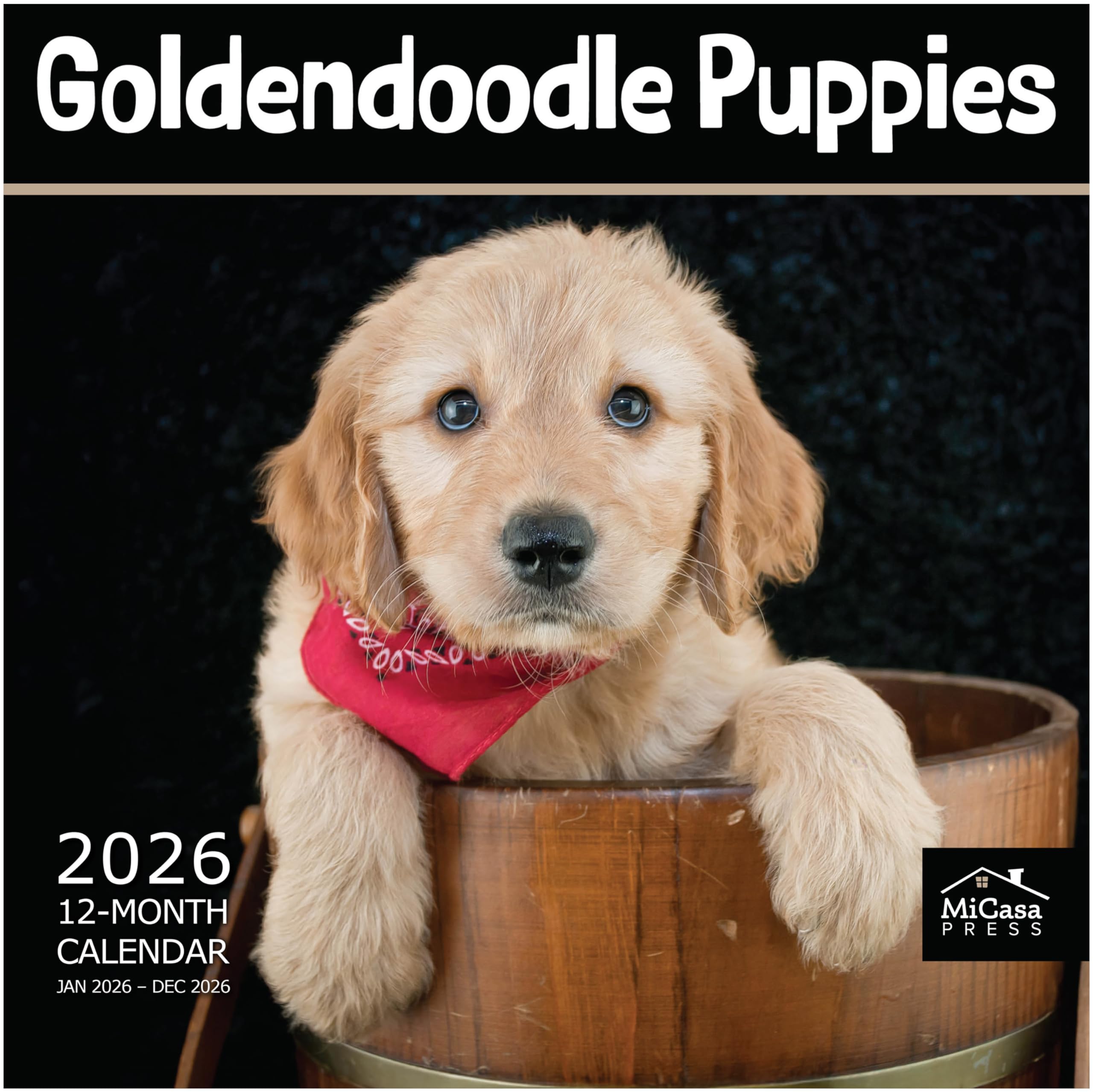 MICASA PRESS Goldendoodle Puppies 2026 Wall Calendar 12 Month | 12" x 24" Open | Thick &amp; Sturdy Paper | Holiday Gift | Cute Puppy Dog Calendar 2026