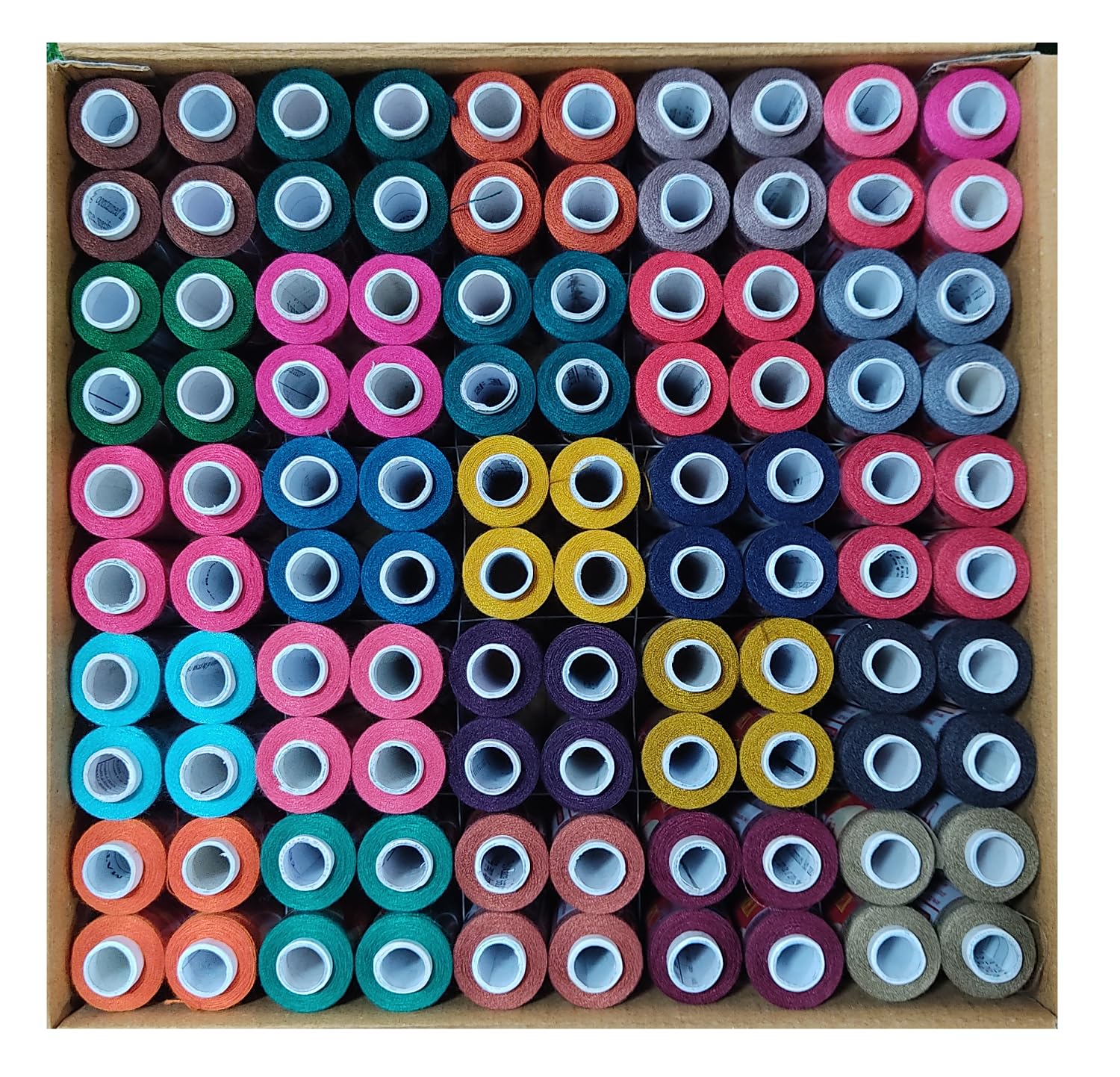 TOREX Polyester Sewing and Sitiching Thread/Dhaga Box 300 Meter Set of 100 Tubes/Reel Multi-Coloured (L-3)