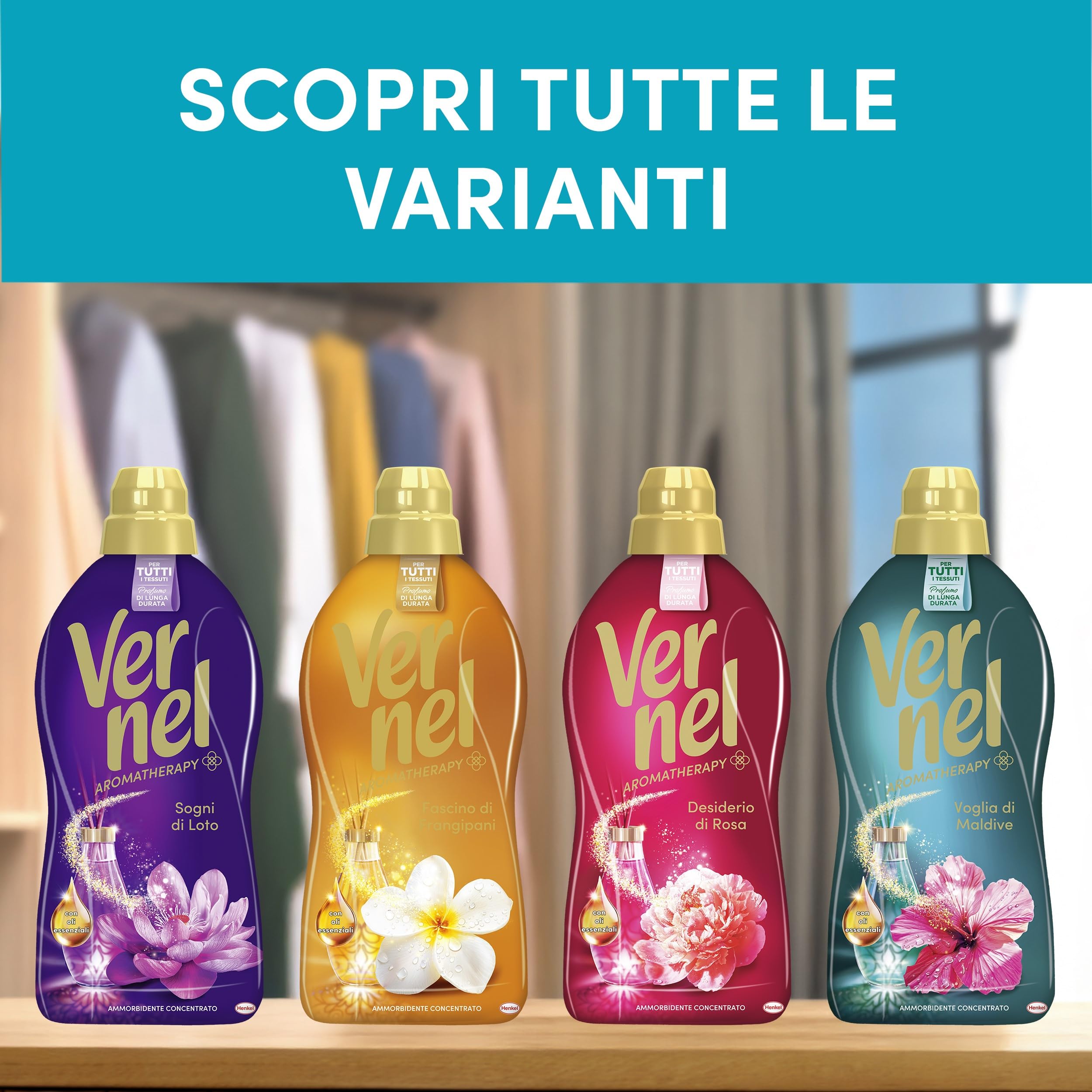 Ammorbidente Concentrato Vernel Aromatherapy Voglia di Maldive (10 x 48 lavaggi), Ammorbidente Concentrato per Tutti i Tessuti, Profumo di Lunga Durata con Oli Essenziali