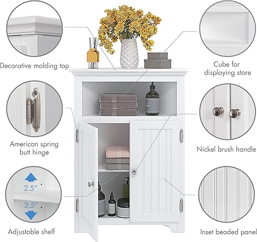 Miniatura 4 de UTEX Armario de almacenamiento de esquina para baño, armario de esquina pequeño de piso con puertas y estantes ajustables, organizador de