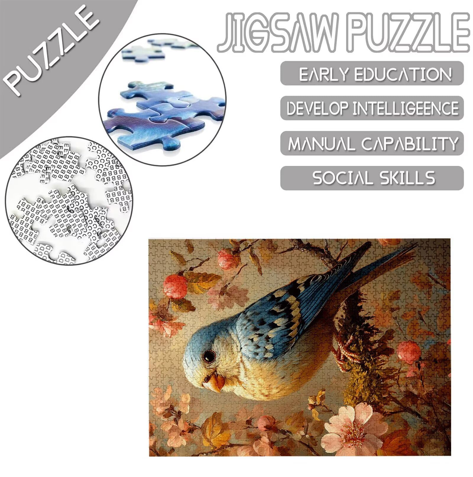 Vogel Puzzle 2000 Teile Erwachsene, Blume Puzzle Design für Erwachsene Anfänger, DIY HD Farbepuzzel Poster Design mit Geschenkbox Verpackung for Zimmer Deko Wohnzimmer, Geschenke für Frauen, Model786