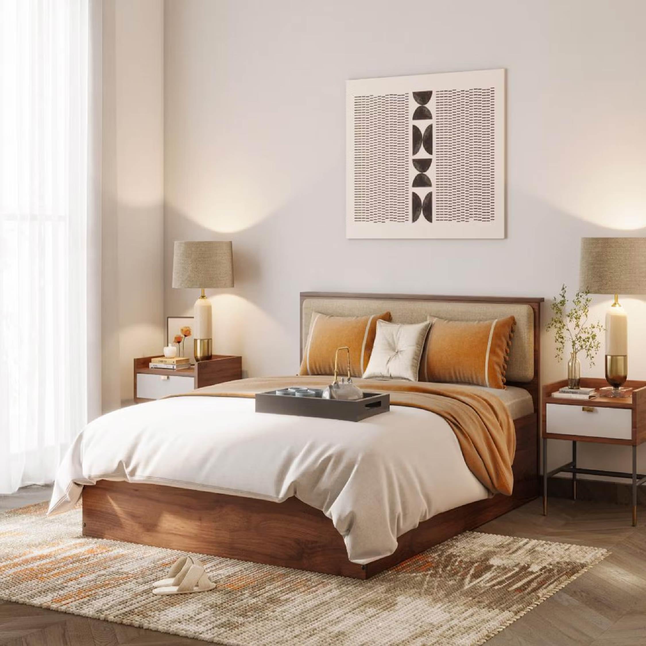 Wakefit Bed | 1 Yr Warranty | Bed Queen Size, Storage Box & Foam-Cushioned Upholstery Headboard, Density: 680–750 kg/m³, Termite & Borer Resistant, Fits Mattresses Up to 8 Inches(Taurus78x60 - CW)