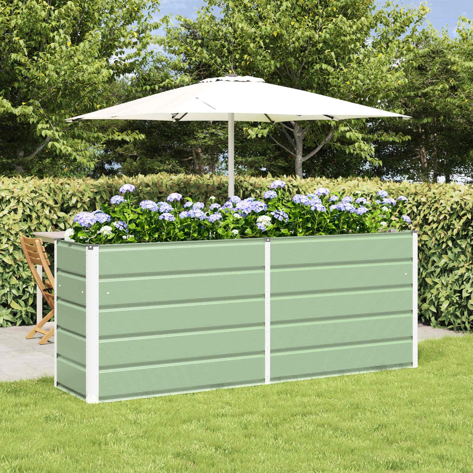 vidaXL Jardinera Verde Pastel 195 x 50 x 77 cm Acero Galvanizado, Jardín y Terraza, Macetero Industrial, Contenedor de Metal, Decoración Exterior, Esenciales Urbanos