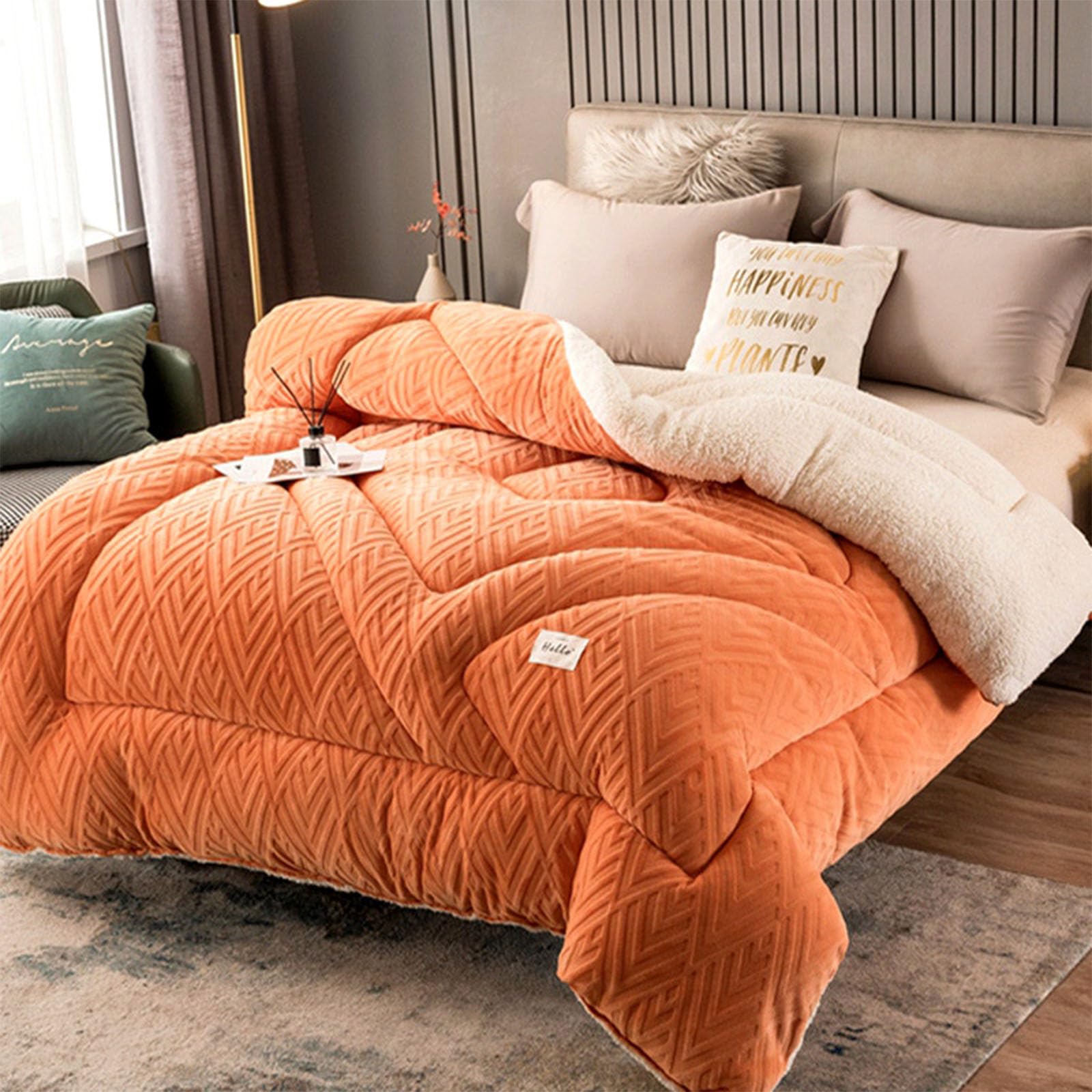 Colchas de invierno y edredones engrosados reversibles de cachemira para cama de 150x200cm