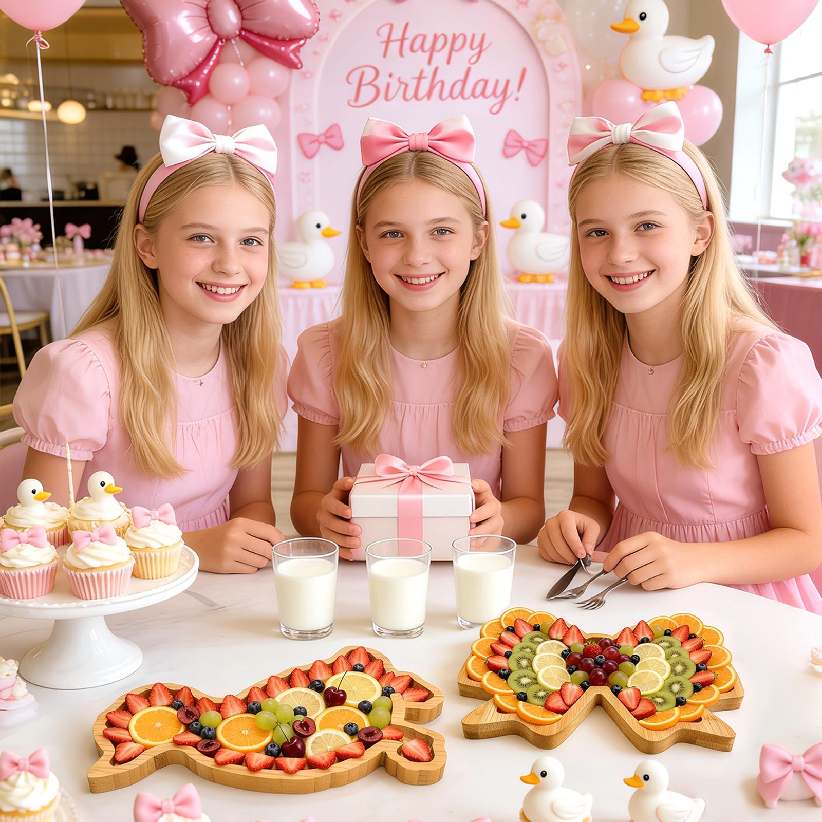 Lot de 2 décorations d'anniversaire en bois d'oie pour bébé fille et garçon, planches à charcuterie, plateaux de nourriture pour fête prénatale, plateaux à coquettes, vaisselle de fête
