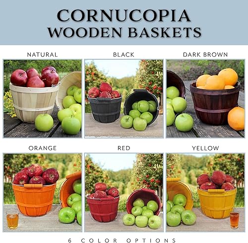 Miniatura 9 de Cornucopia - Canastas redondas de madera (paquete de 2, natural) cubos de madera para frutas con asa, capacidad de 4 cuartos de galón 6.1 pulgadas