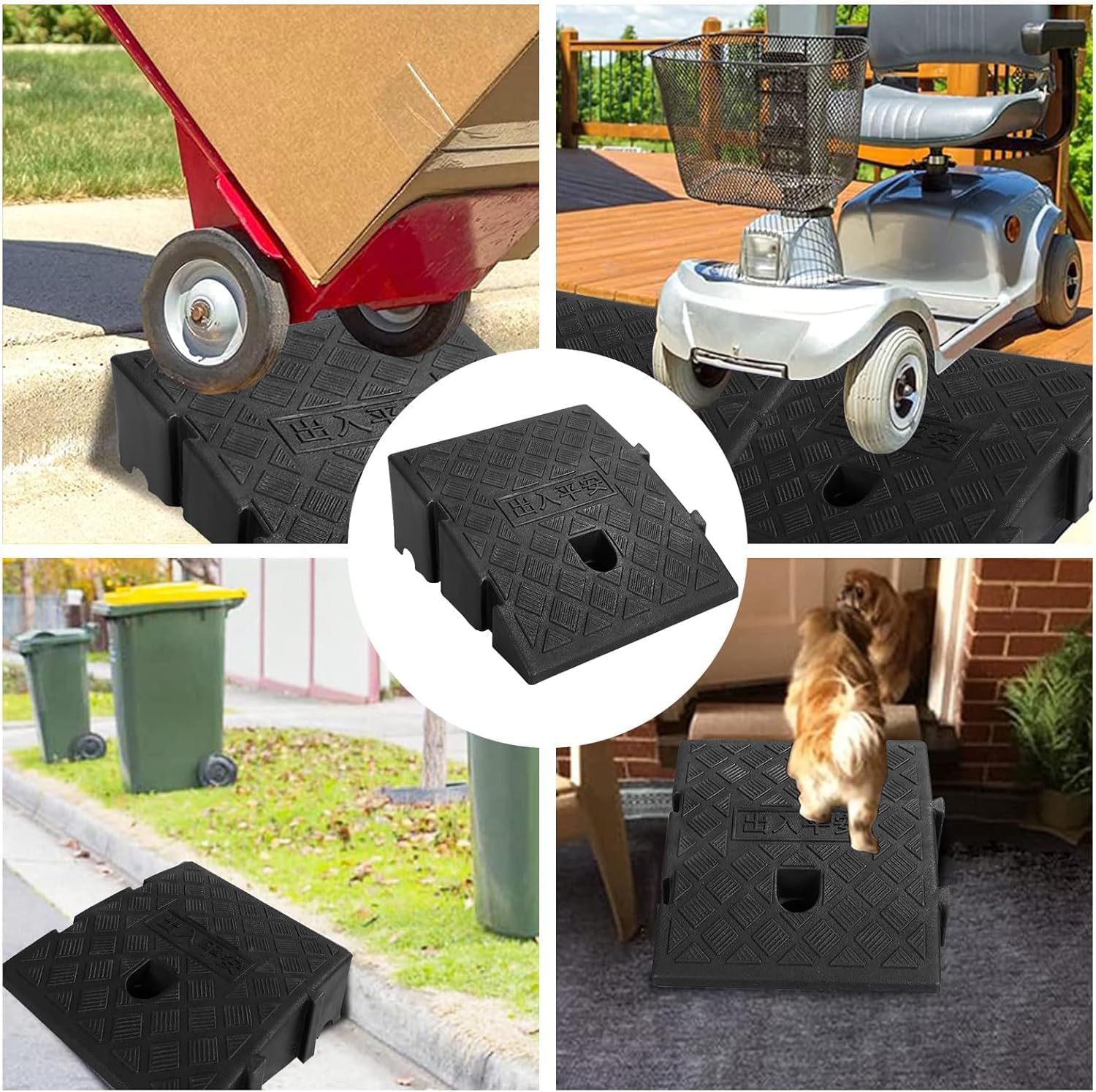 Lot de 2 grandes rampes de seuil légères et portables avec vis d'expansion, installation facile pour allées, trottoirs, voitures, scooters, 25 x 27 x 7 cm