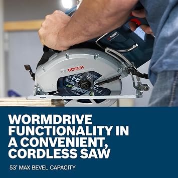 BOSCH GKW18V-26N PROFACTOR 18V 7-1/4 Rear Handle Circular Saw - BITURBO Brushless Technology, 5000 RPM, Lightweight Ergonomic Design, Left Blade Orientation, Electronic Brake, Dust Port (Bare Tool)