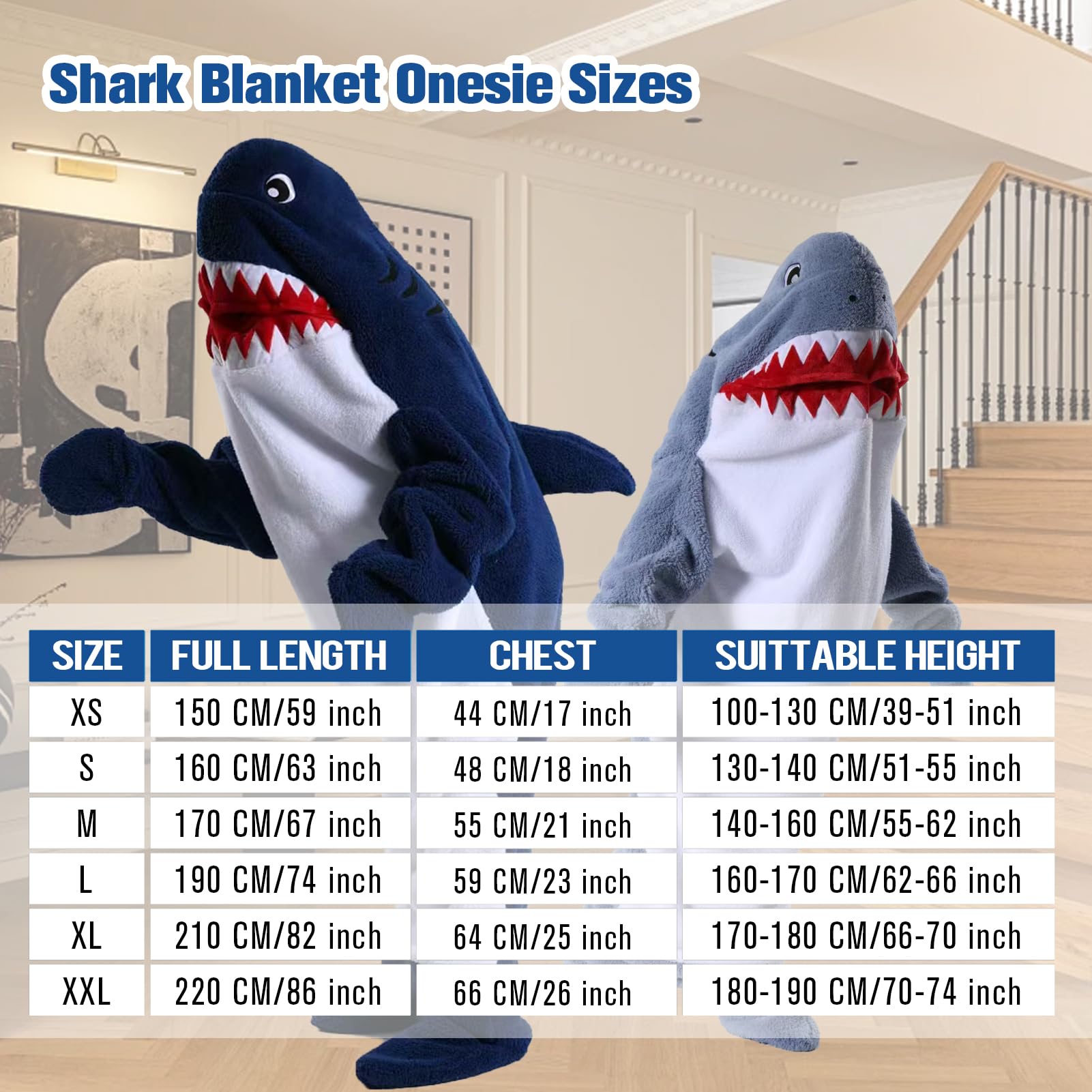 HULG Shark Costume,Shark Blanket,Wearable Shark Sleeping Blanket,Soft and Comfortable Crystal Fleece Hooded Shark Sleeping Bag,carnival clothing - Image 4