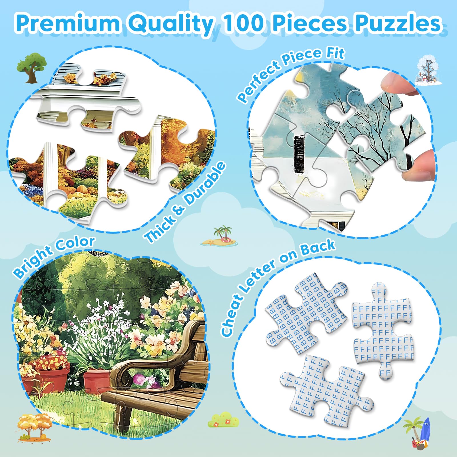 Four Seasons Jigsaw Puzzles - 100 Piece Sets -4 Four Seasons Jigsaw Puzzles - 100 Piece Sets -4