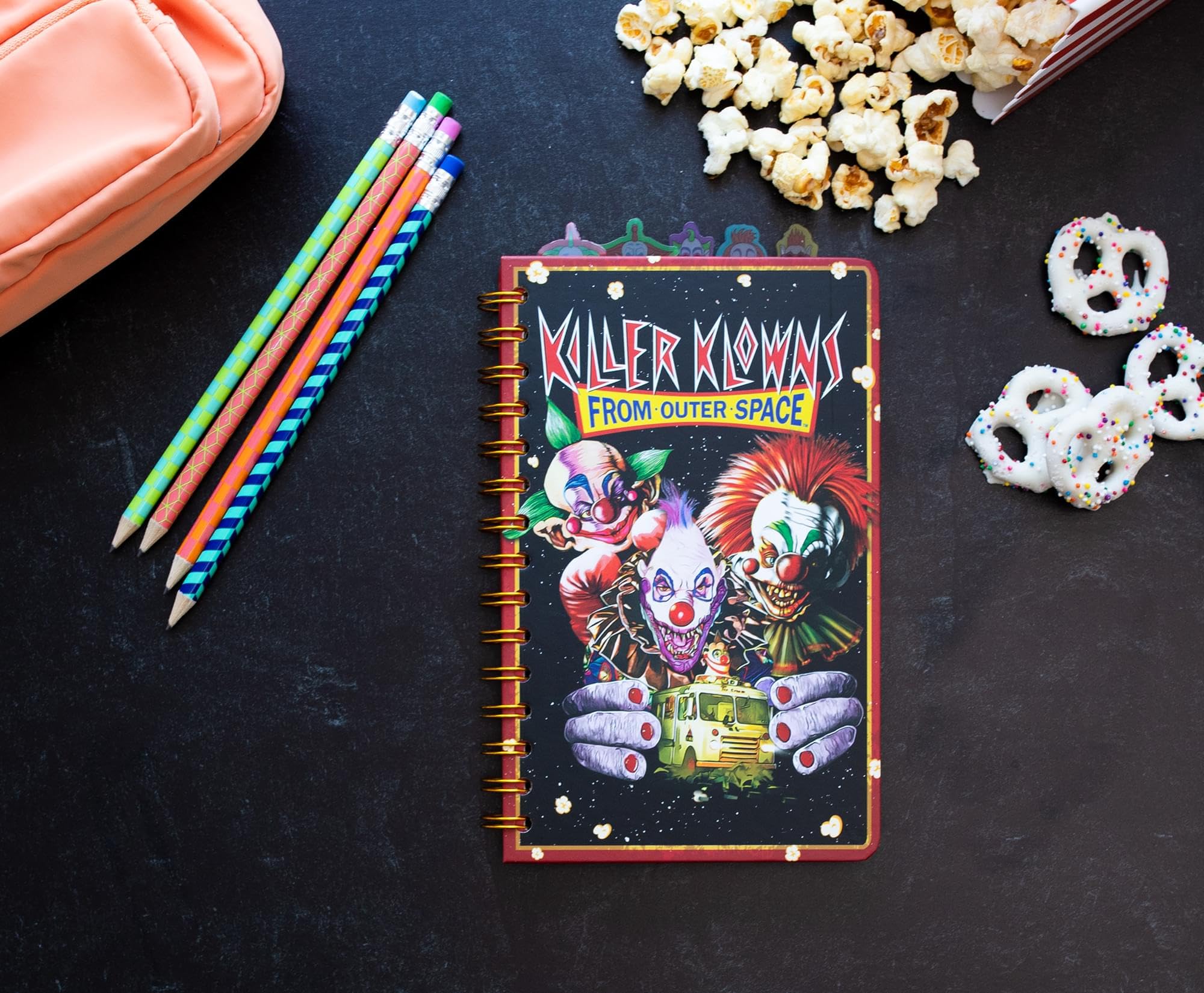 Silver Buffalo Killer Klowns From Outer Space 5-Tab Spiral Notebook With 75 Sheets, red - Image 3