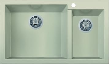 ALFI brand AB3319DI-B Biscuit 34" Double Bowl Drop in Granite Composite Kitchen Sink
