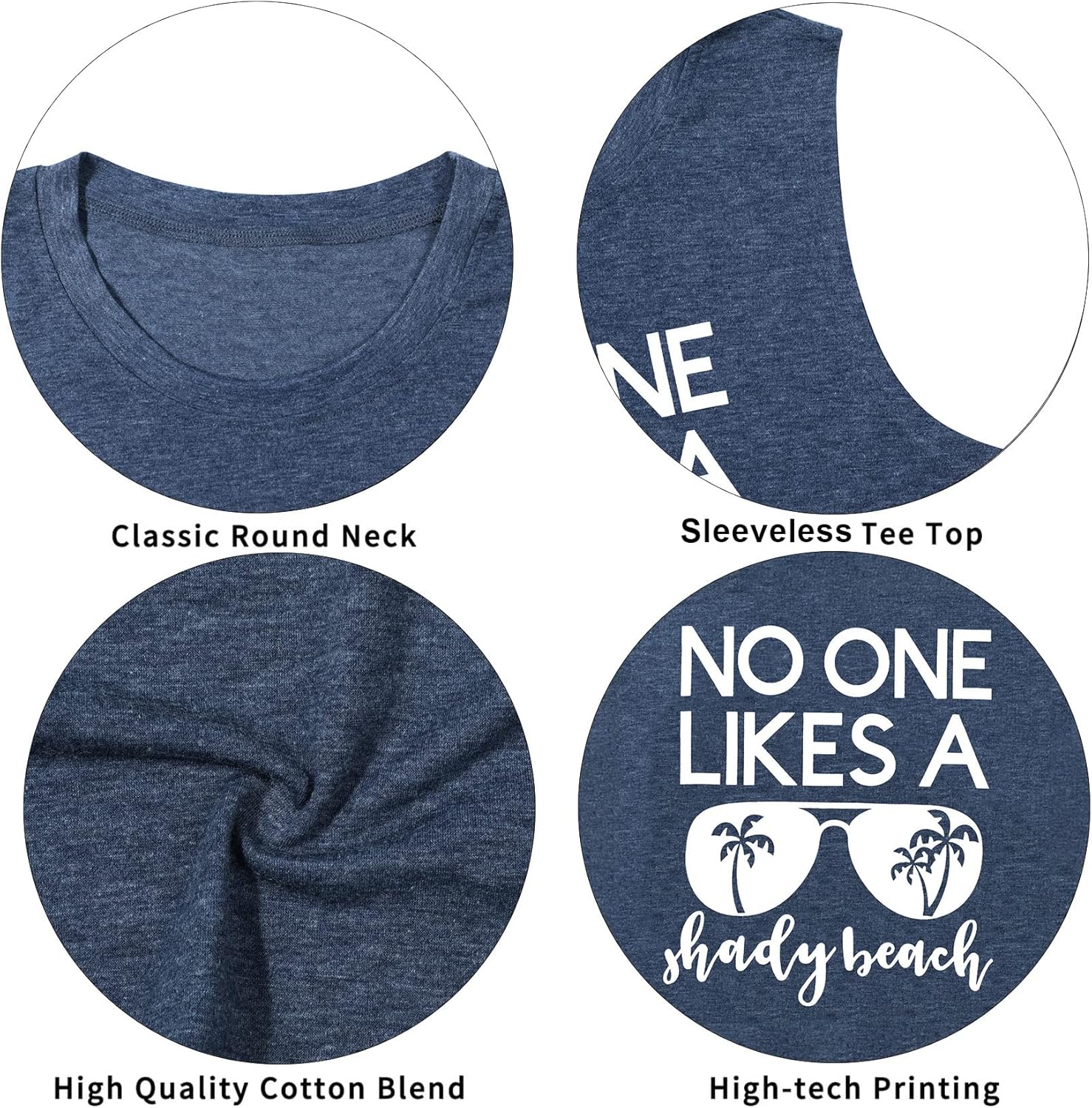 No One Likes A Shady Beach Tank Tops Women Summer Beach Tanks Sleeveless Graphic Hawaiian Vacation Shirts - Image 5