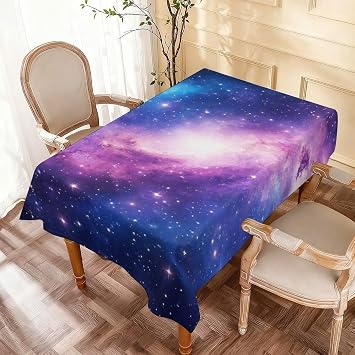 Waterproof Spill Proof Table Cloth Rectangle Tablecloth Table Cover for Dining Purple Blue Galaxy