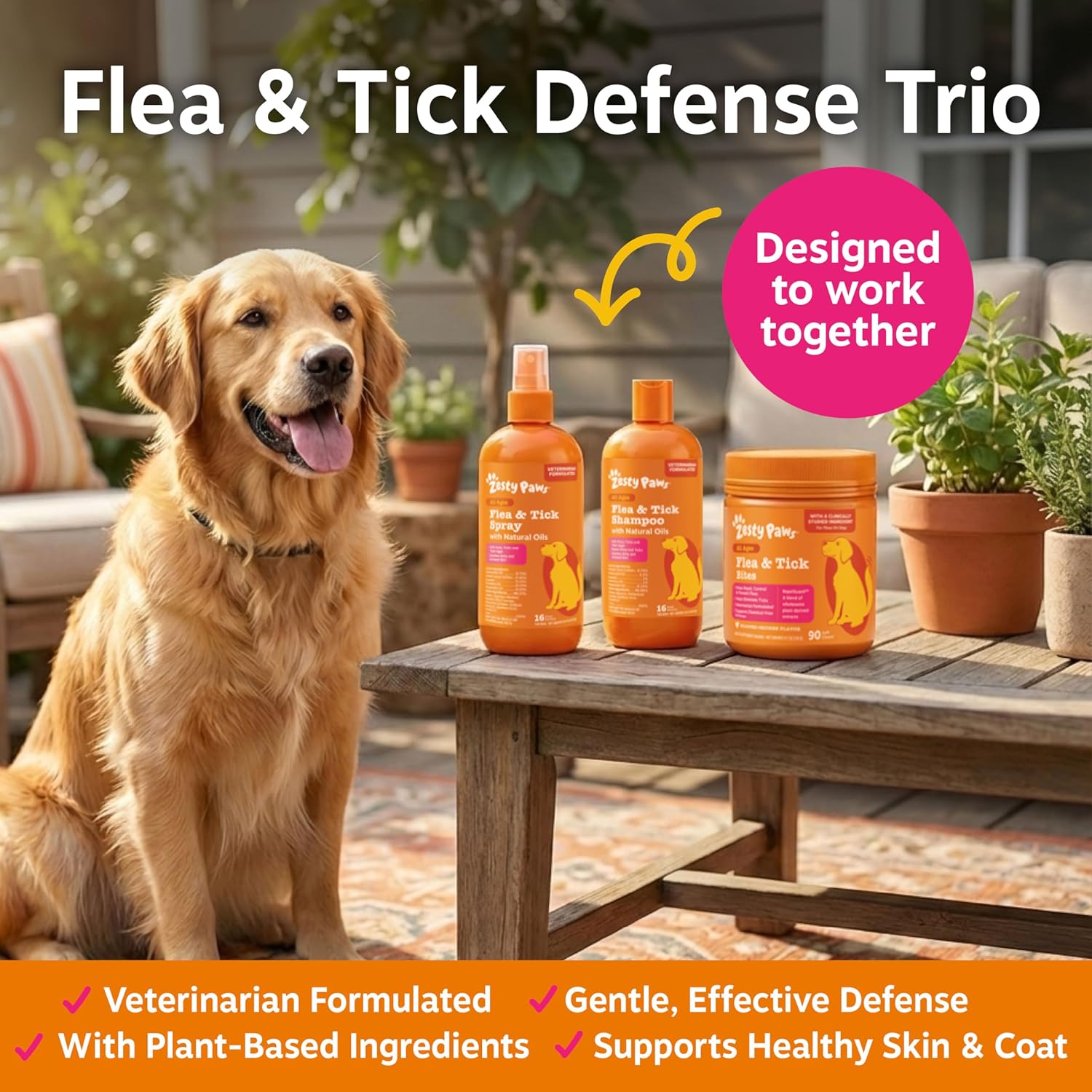 Zesty Paws Flea and Tick Kit for Dogs - Shampoo, Spray & Soft Chews that Kill Fleas, Ticks & Their Eggs - Prevention, Protection & Repellent - Soothes Itchy & Irritated Dog Skin