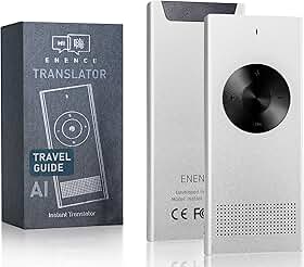 ENENCE PRO Tradutor de Idiomas em Tempo Real – Fone Tradutor Simultâneo com IA, Tradutor Instantâneo Portátil com Suporte a 60+ Idiomas para Viagem, Negócios e Estudos