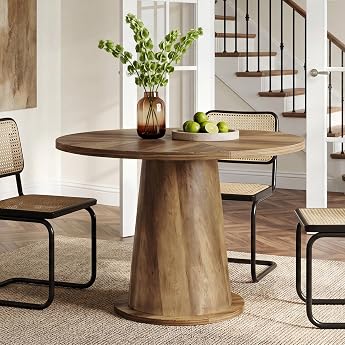 Tribesigns Round Dining Table 80 cm for 2-4 People Small Wooden Table with Thickened Table Top & Sturdy Base Modern Kitchen Table for Small Apartment Kitchenette Dining Room