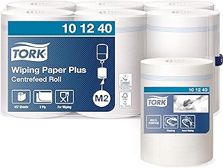 Tork 101240 Carta Plus per asciugatura Advanced,compatibile con il sistema M2 (ad estrazione centrale), 2 veli, 1 x 6 rotoli (6 x 160 m), bianco