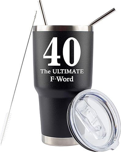 Miniatura 10 de JENVIO Regalos de 40 cumpleaños  40 is the Ultimate F Word  Vaso de acero inoxidable para hombres, mujeres, marido, esposa, ella, regalo de vino de