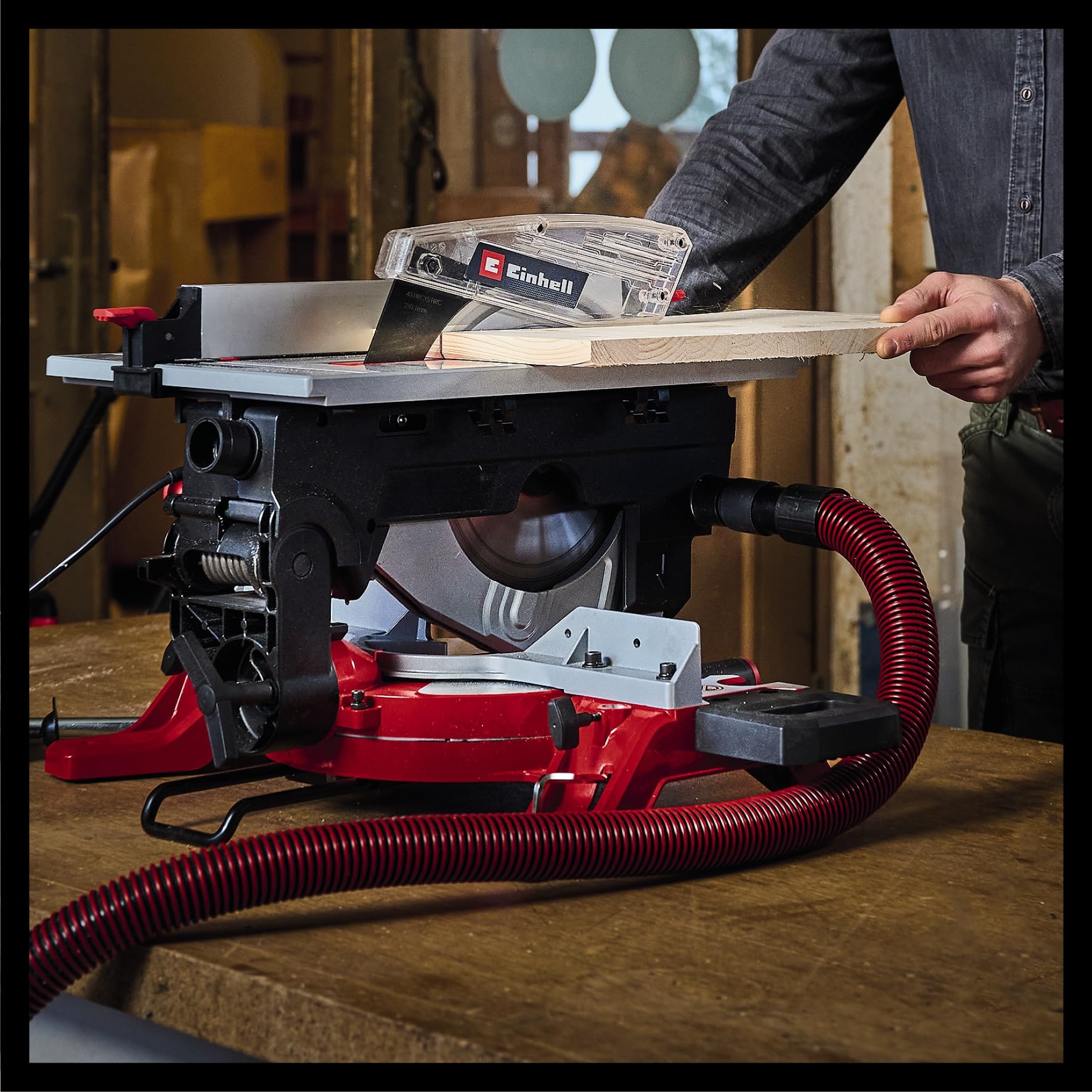 Einhell Kapp-Gehrungssäge mit Obertisch TE-MS 254 T (2000 W, max. 74 mm x 130 mm Schnitttiefe/-breite, Ø 254 mm Sägeblatt, neigbarer Sägekopf, Laser, Tischkreissägen-Funktion)