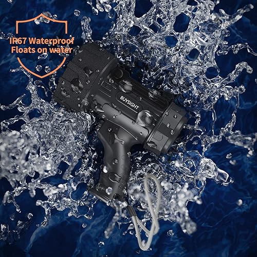 Miniatura 4 de BUYSIGHT Linterna recargable con luz súper alta, luz de mano, impermeable, con filtro rojo (grafito negro-COB)