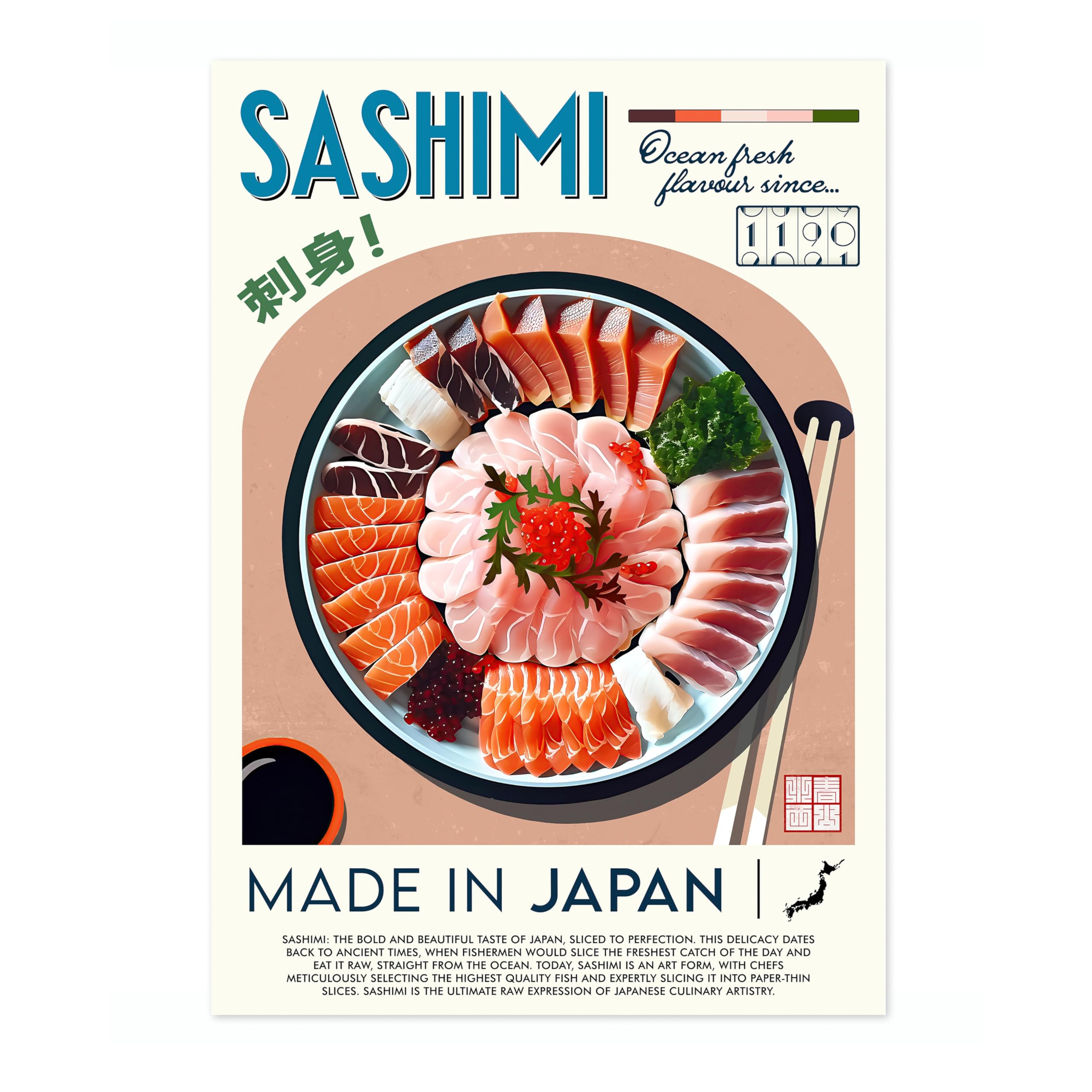 Sashimi Kitchen Poster, Food Wall Art Modern Print, Restaurant Decor, Chef Dining Room Interior Design, Archival Matte, 50x70cm (Print Only) - 50x70cm