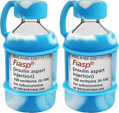 Protector de viales de insulina, funda protectora de silicona para botellas de insulina de 0.3 fl oz (azul)