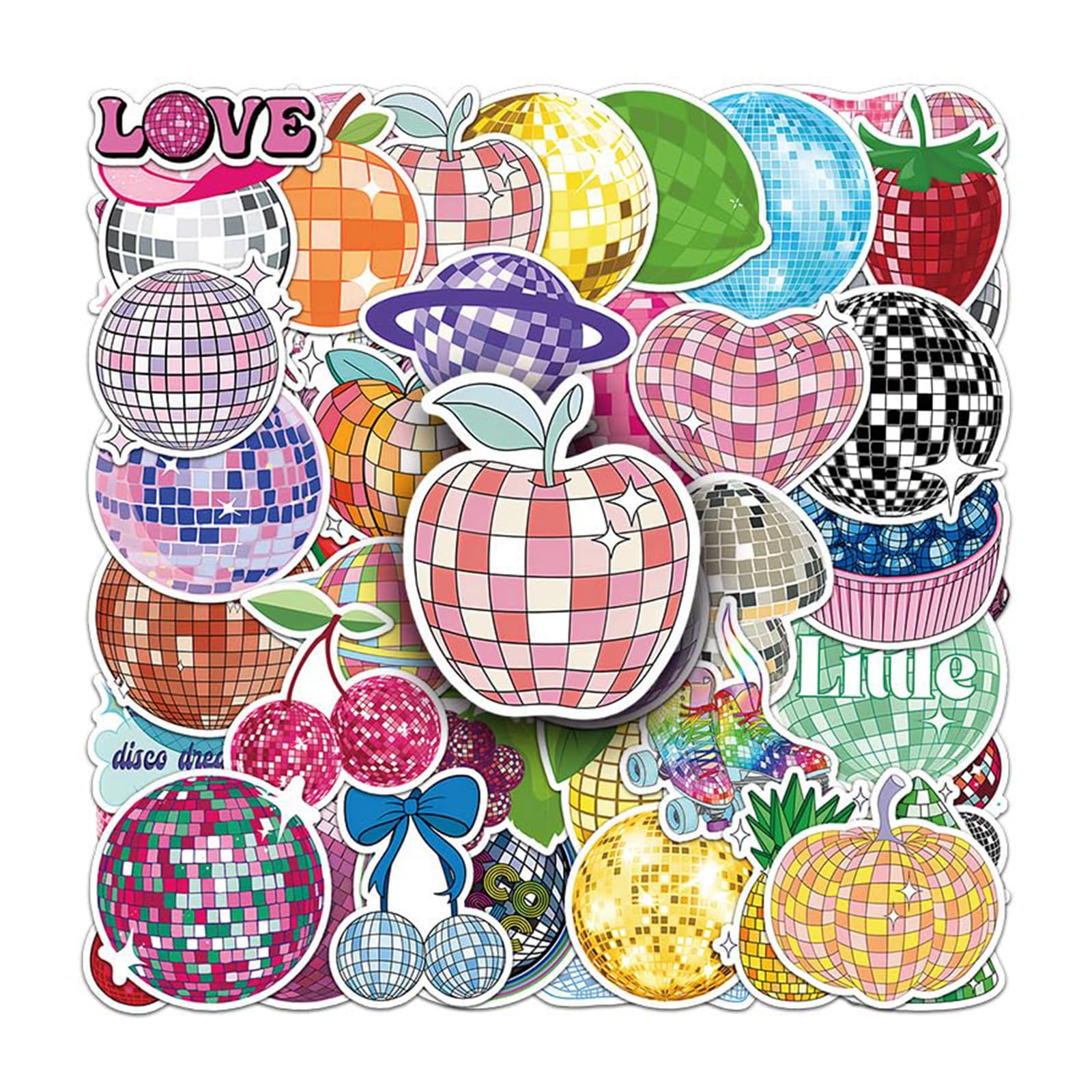 Tapufitil Coole Disco Ball Stickers 100 Pieces Vintage Aesthetic 70s 80s Waterproof Vinyl Music Designs For Water Bottles Laptop Notebook Scrapbook Luggage Phone Helmet