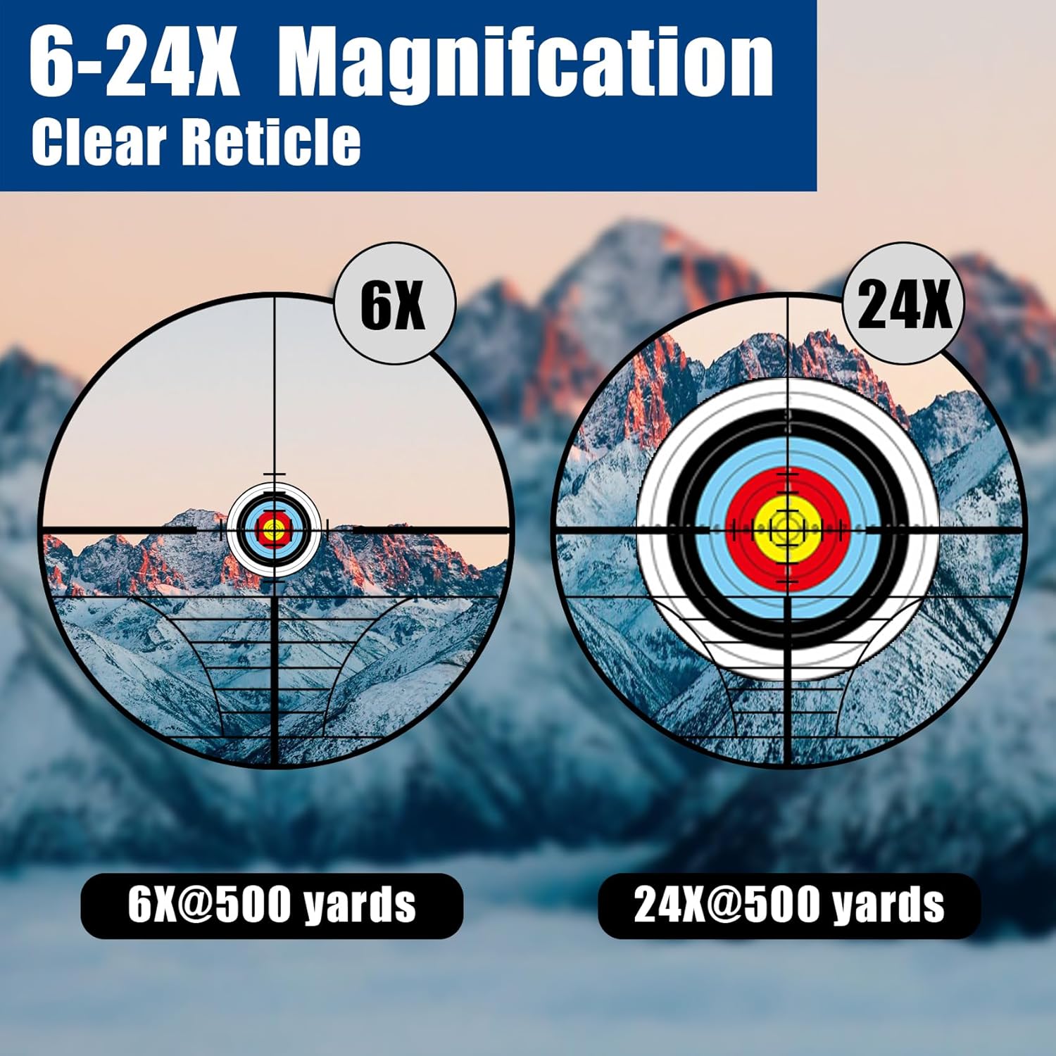 UUQ 6-24x50 AO Rifle Scope Includes Blue/Green Lens with 20mm/11mm Mount-for Hunting,Shotguns,and High-Powered,Long-Range Shooting with Rimfire,and Air Guns.Includes Illuminated Red/Green Reticle