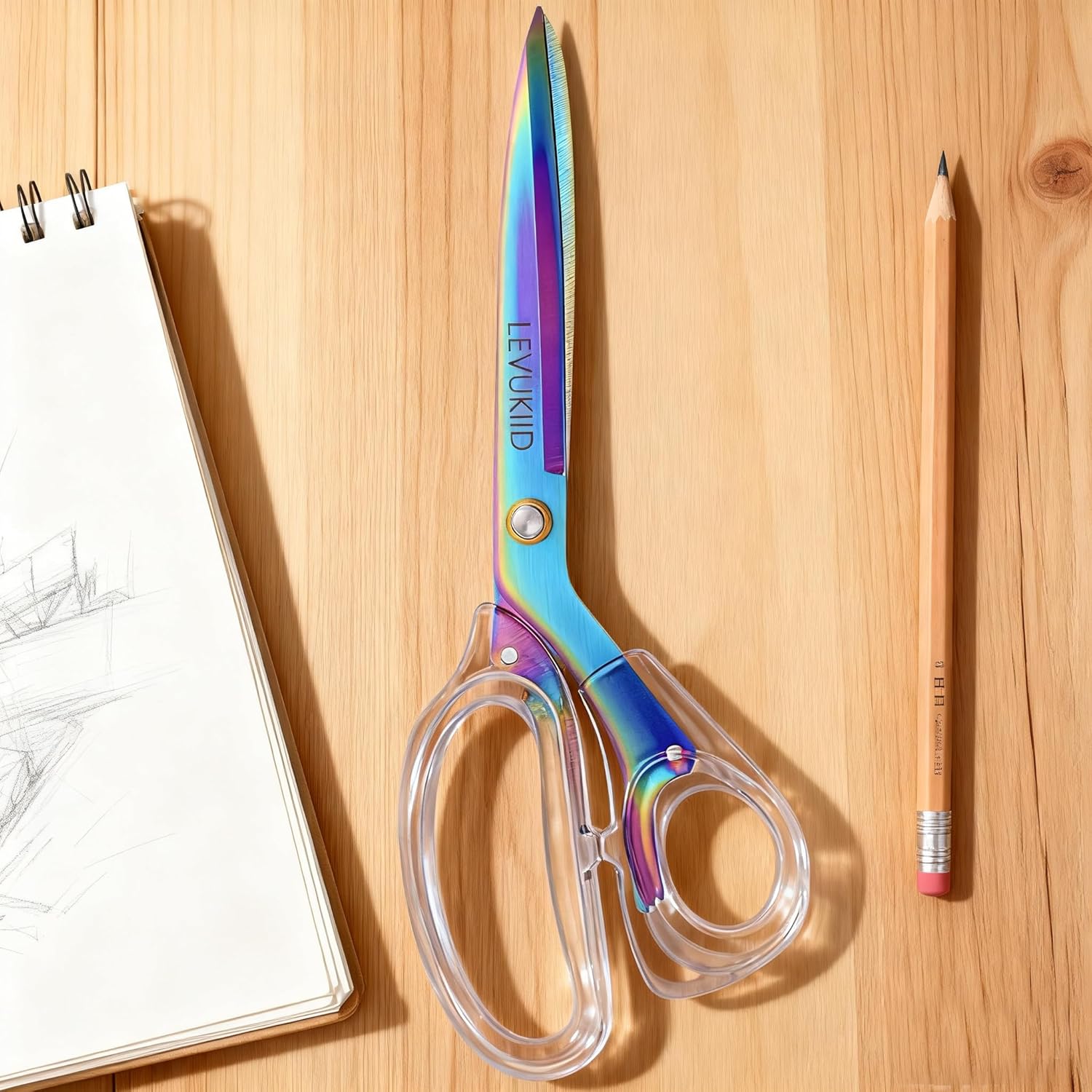 All pose Scissors, Scissors For Office, Clear Gold Ergonomic Handle,