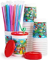 Leakproof 12oz Kids Party Cups with Lids & Straws, 25 Pack - BPA-Free Reusable Tumblers for Toddlers, Birthdays & Travel